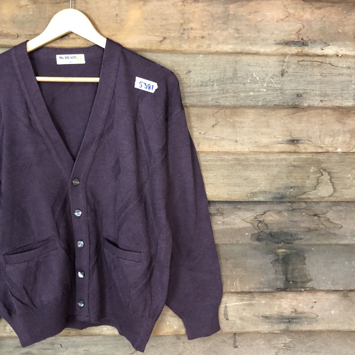 Aran Isles Knitwear × Vintage Mr.Brain Purple japan vintage knitwear Cardigan #5381 Size US M / EU 48-50 / 2 - 5 Thumbnail