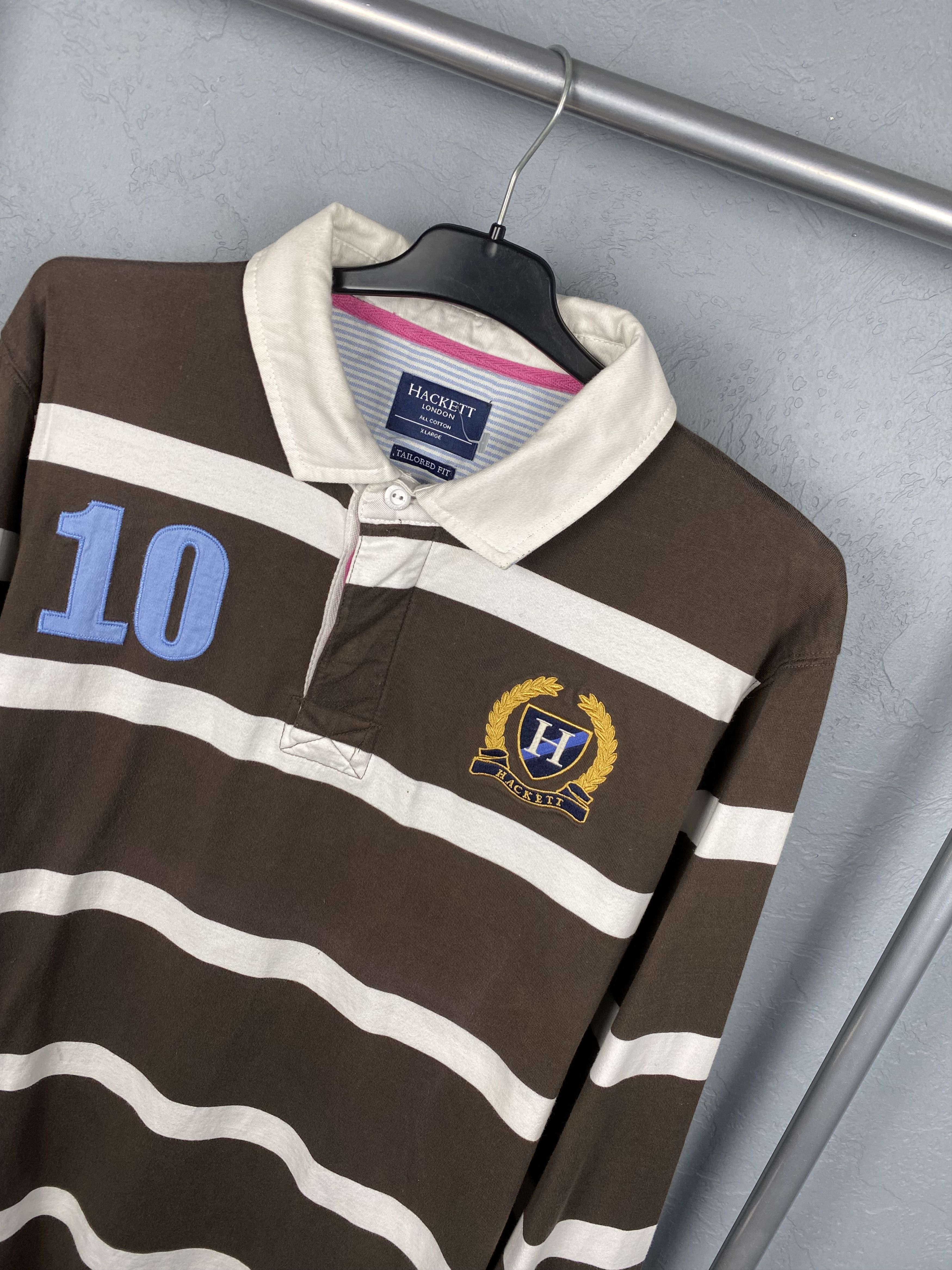 Hackett × Vintage Hackett Vintage Mens Rugby Long Sleeve Polo Shirt Size US XL / EU 56 / 4 - 2 Thumbnail