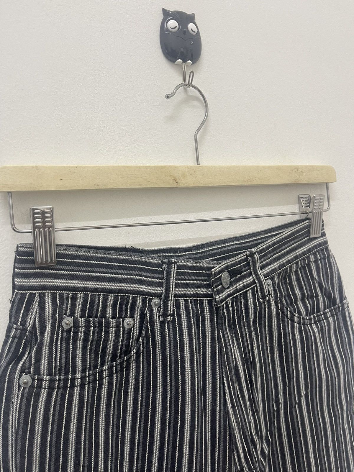 Fiorucci Rare Vintage FIORUCCI High Waist Striped Bootcut Flare Jeans Size US 26 / EU 42 - 6 Thumbnail