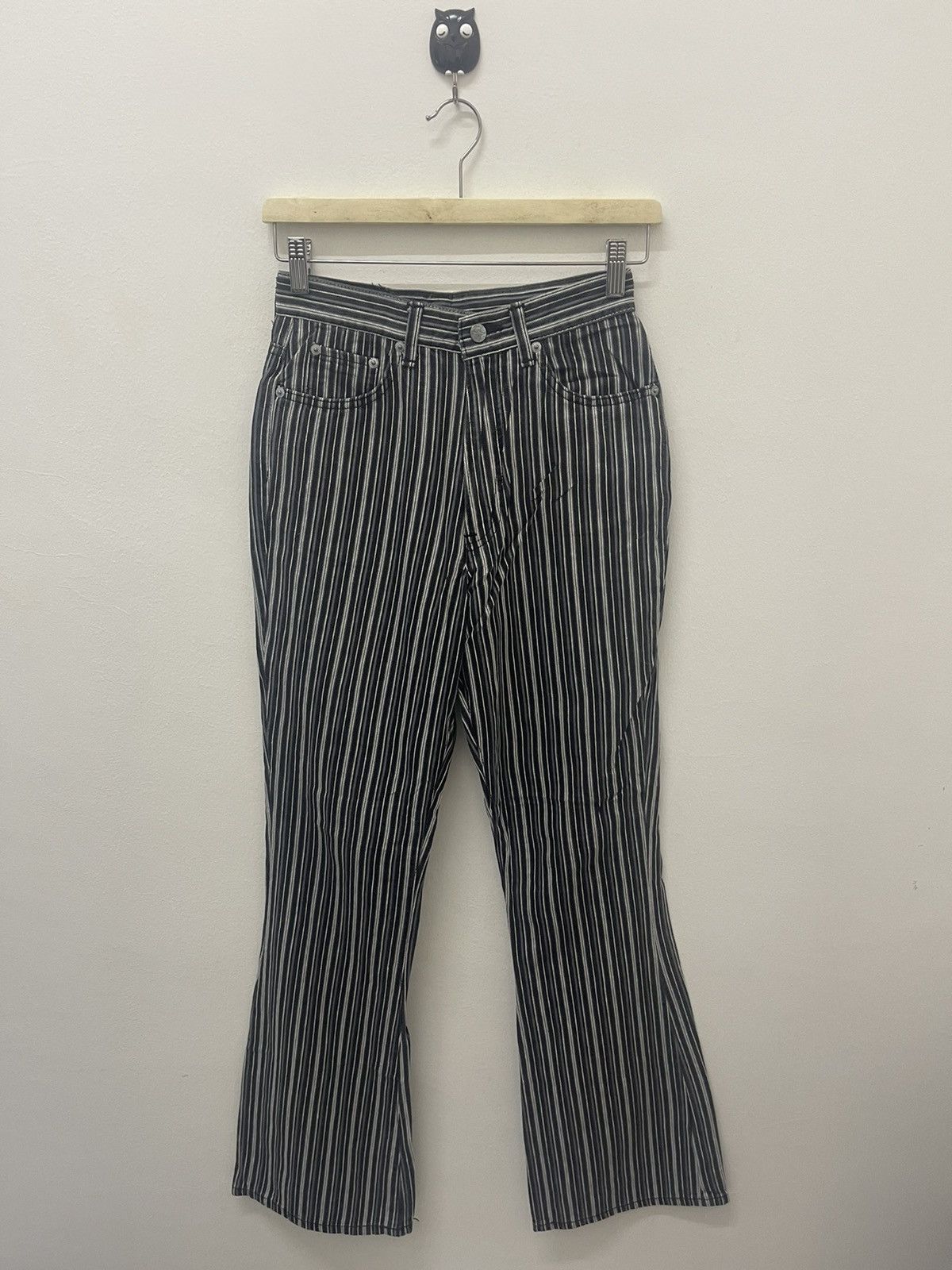 Fiorucci Rare Vintage FIORUCCI High Waist Striped Bootcut Flare Jeans Size US 26 / EU 42 - 4 Thumbnail