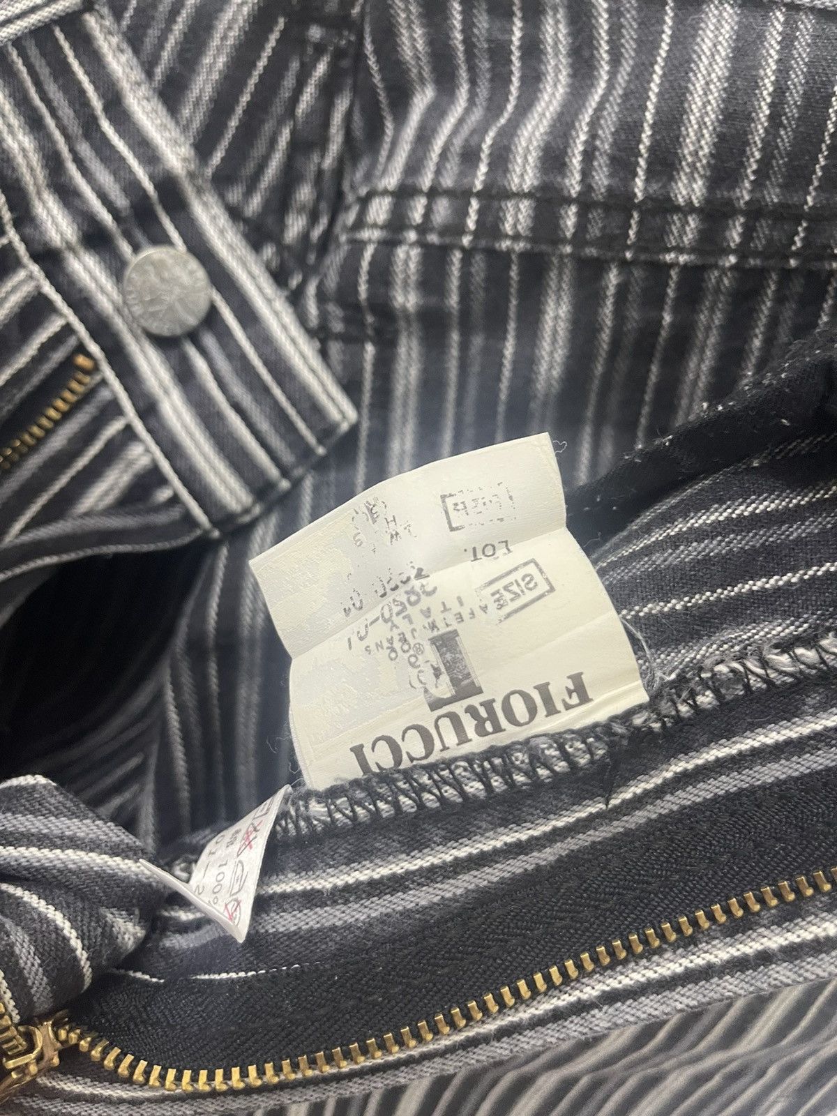 Fiorucci Rare Vintage FIORUCCI High Waist Striped Bootcut Flare Jeans Size US 26 / EU 42 - 9 Thumbnail