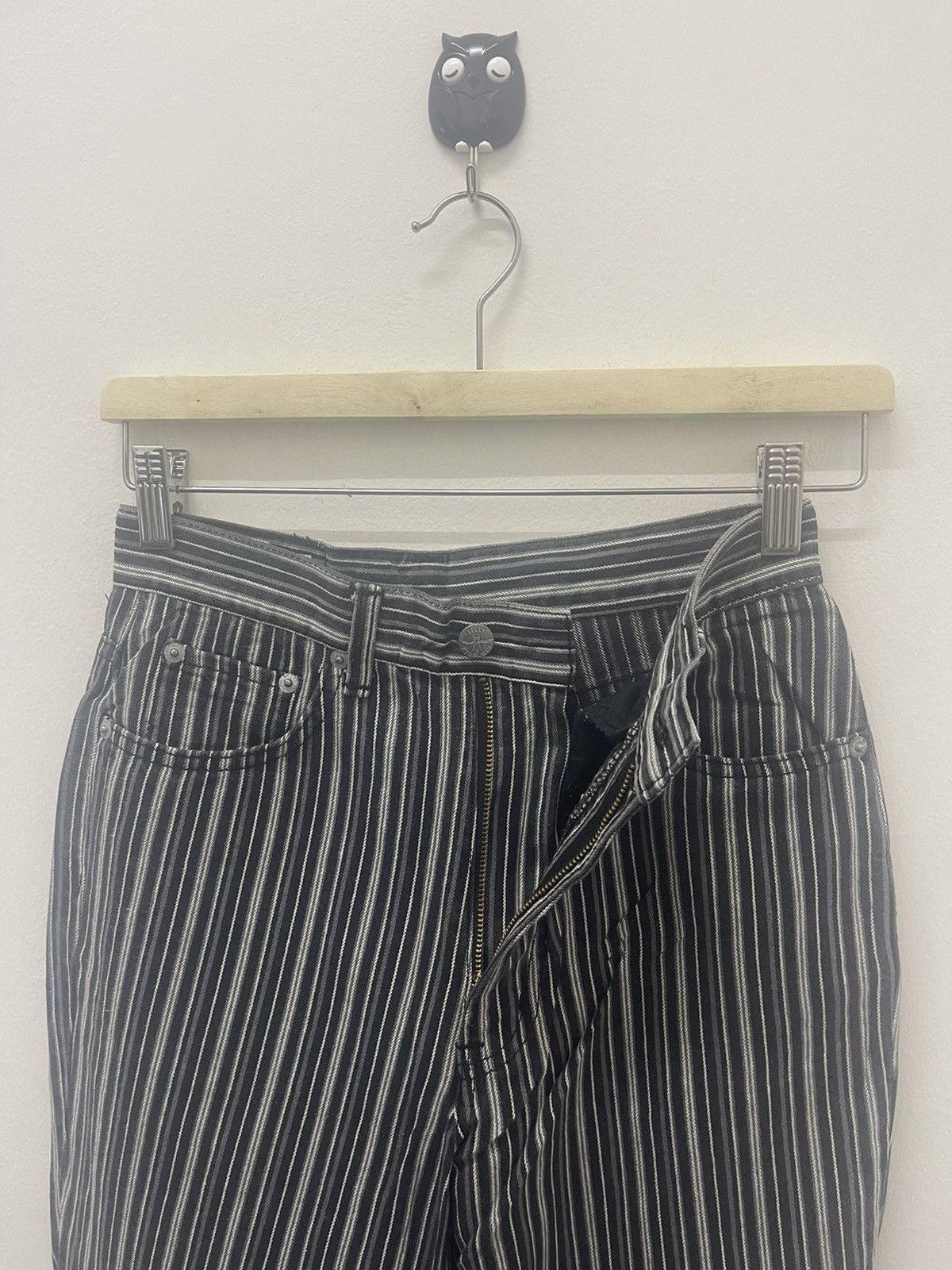 Fiorucci Rare Vintage FIORUCCI High Waist Striped Bootcut Flare Jeans Size US 26 / EU 42 - 7 Thumbnail