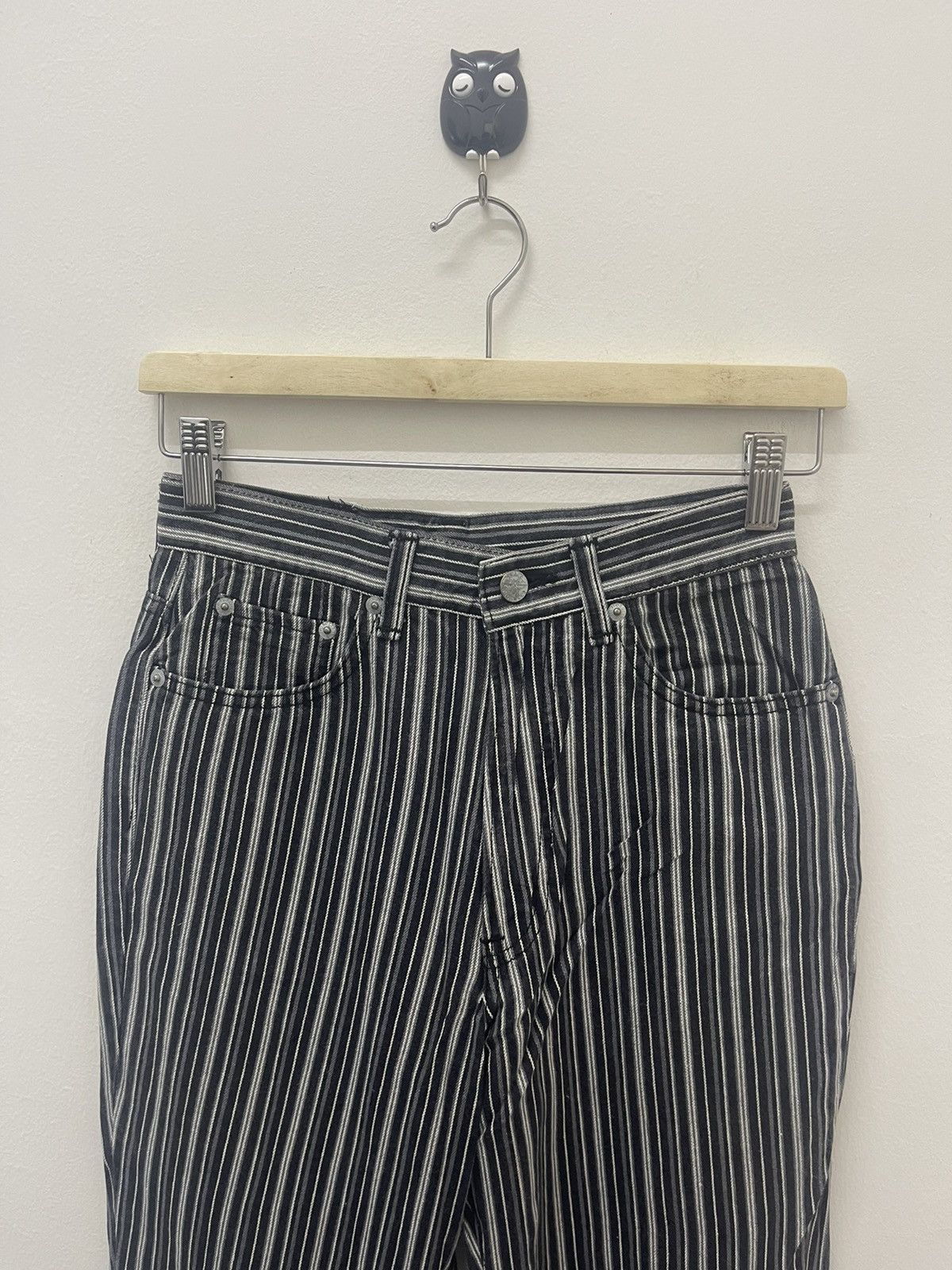 Fiorucci Rare Vintage FIORUCCI High Waist Striped Bootcut Flare Jeans Size US 26 / EU 42 - 5 Thumbnail