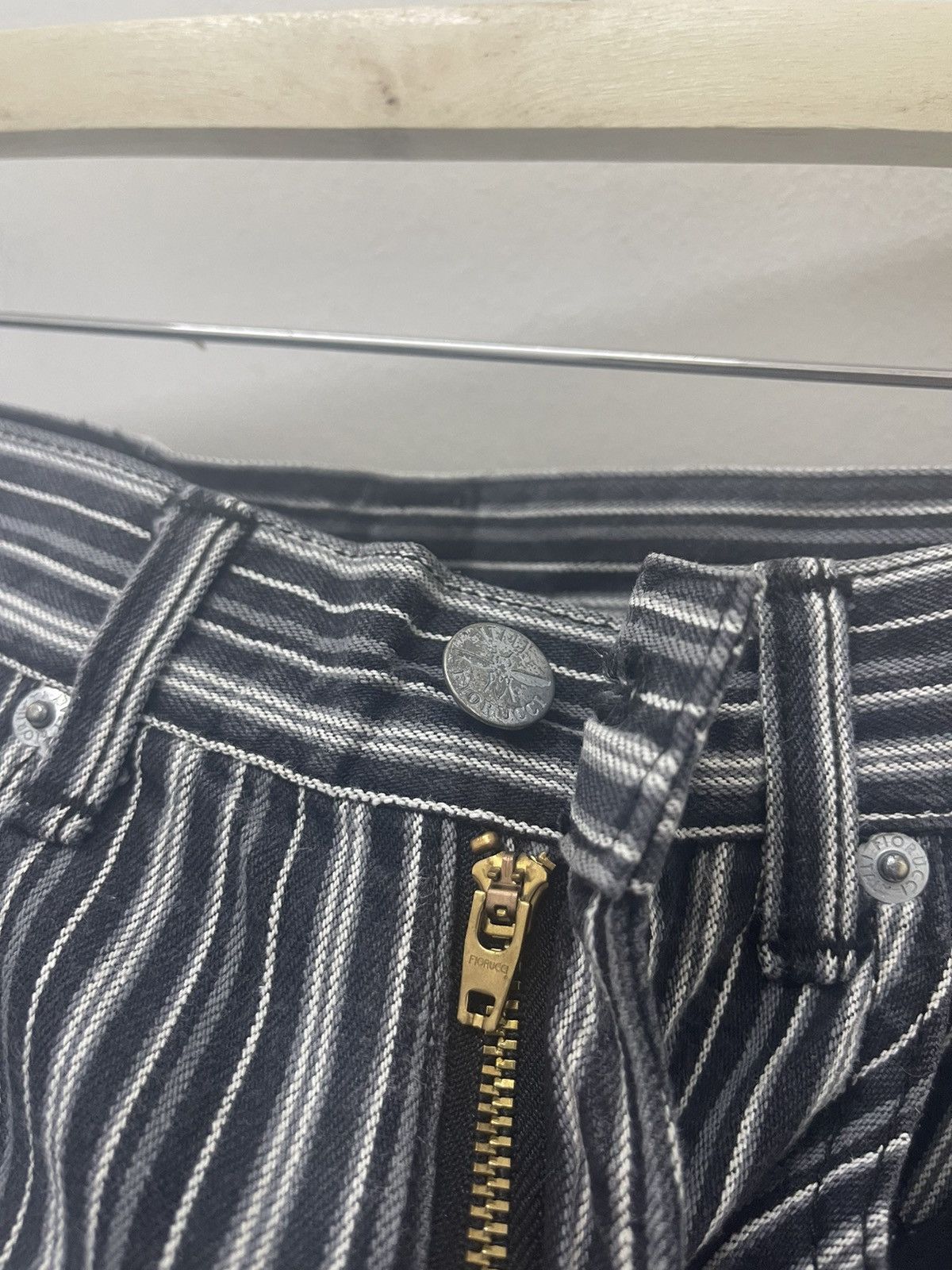 Fiorucci Rare Vintage FIORUCCI High Waist Striped Bootcut Flare Jeans Size US 26 / EU 42 - 8 Thumbnail