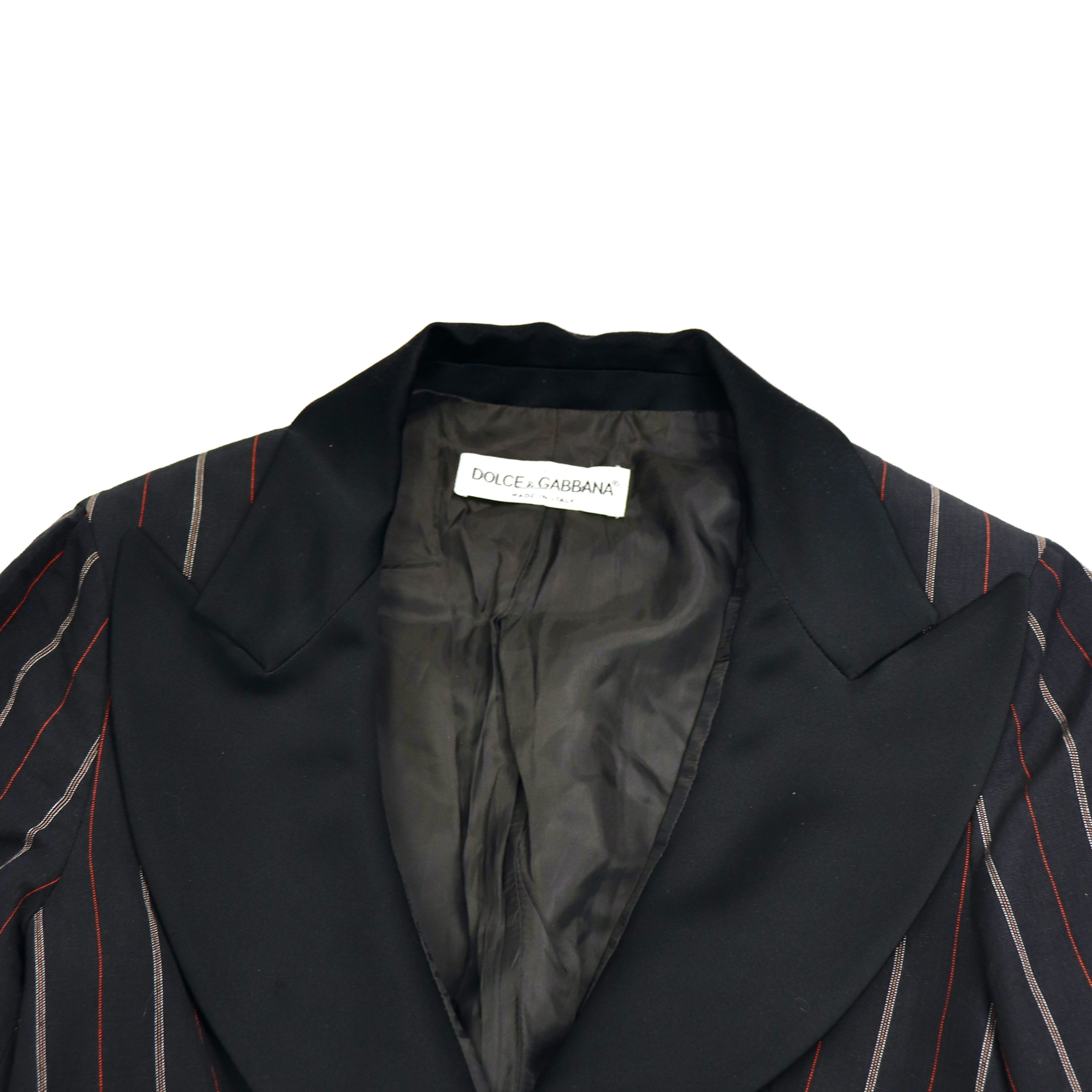 Dolce & Gabbana 1990 First Collections Stripped Linen Vintage Blazer Jacket Size US XS / EU 42 / 0 - 2 Thumbnail