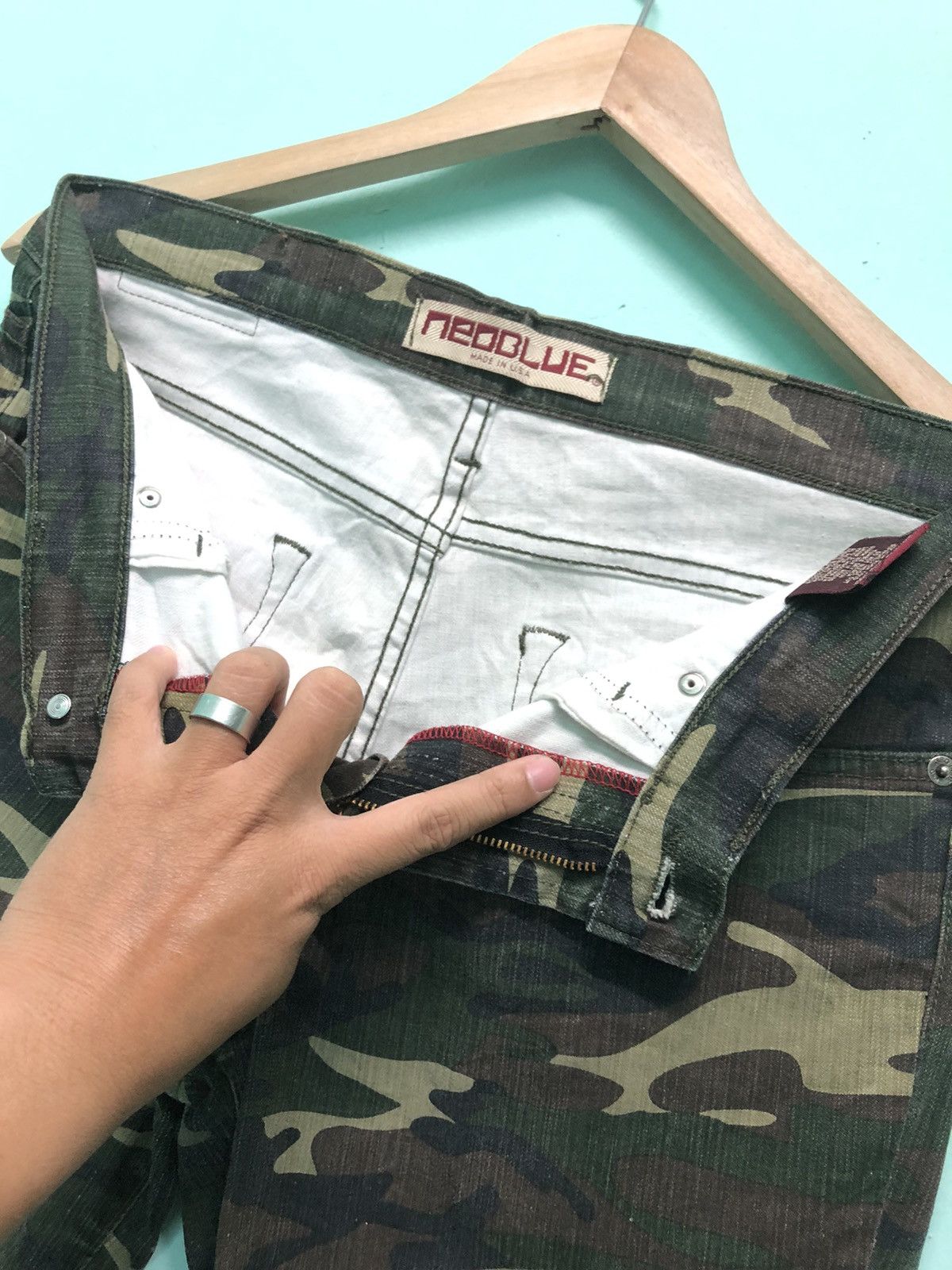 Vintage VINTAGE NEO BLUE MADE IN USA 🇺🇸 CAMO DENIM PANTS Size US 30 / EU 46 - 4 Thumbnail