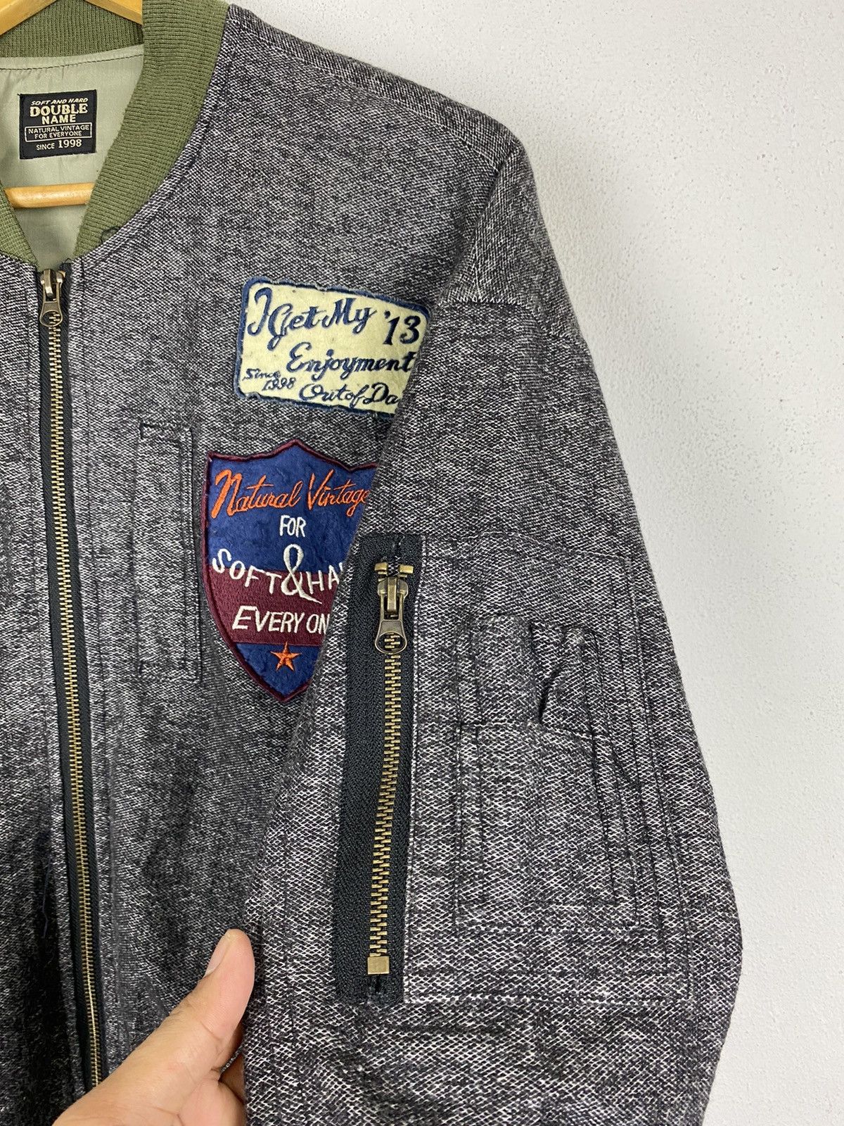 Japanese Brand DOUBLE NAME PATCH DESIGN BOMBER JACKET Size US M / EU 48-50 / 2 - 14 Thumbnail