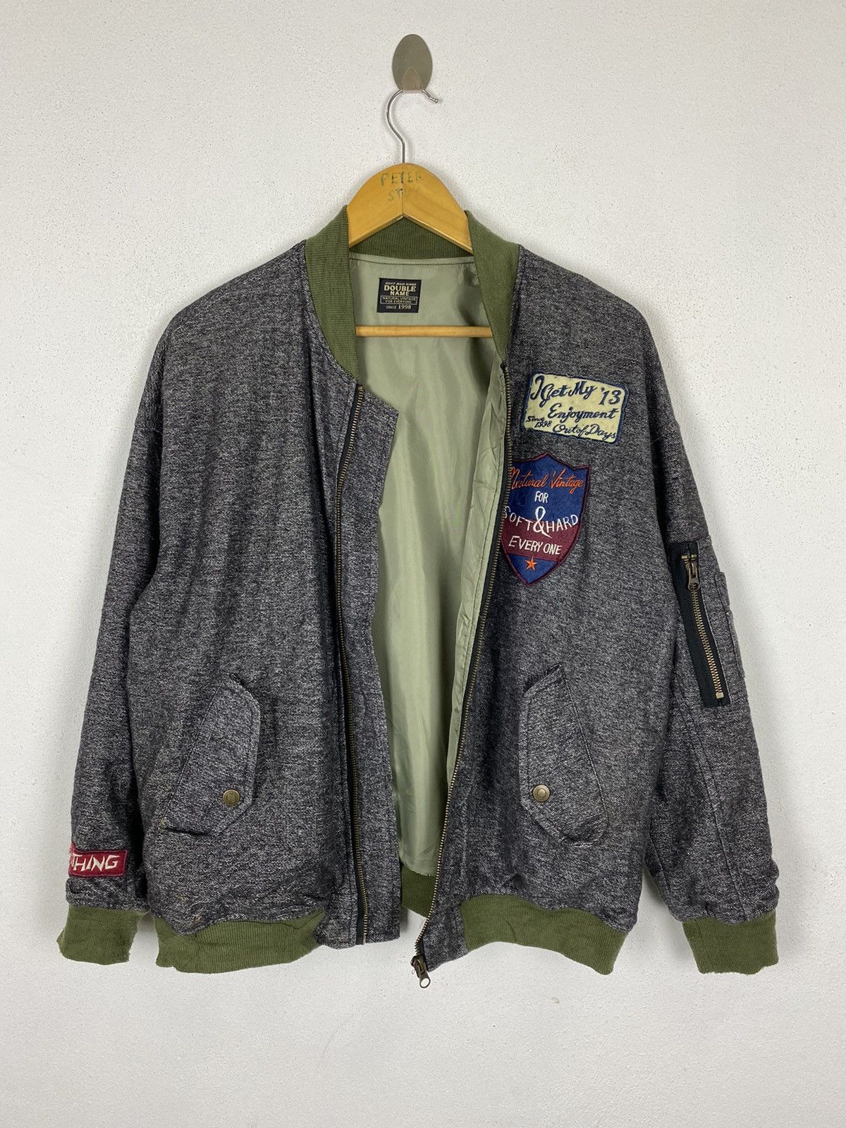 Japanese Brand DOUBLE NAME PATCH DESIGN BOMBER JACKET Size US M / EU 48-50 / 2 - 3 Thumbnail