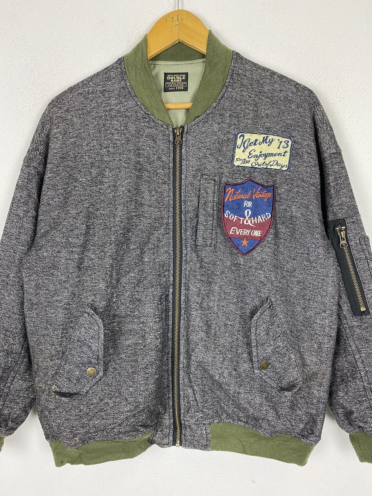 Japanese Brand DOUBLE NAME PATCH DESIGN BOMBER JACKET Size US M / EU 48-50 / 2 - 6 Thumbnail