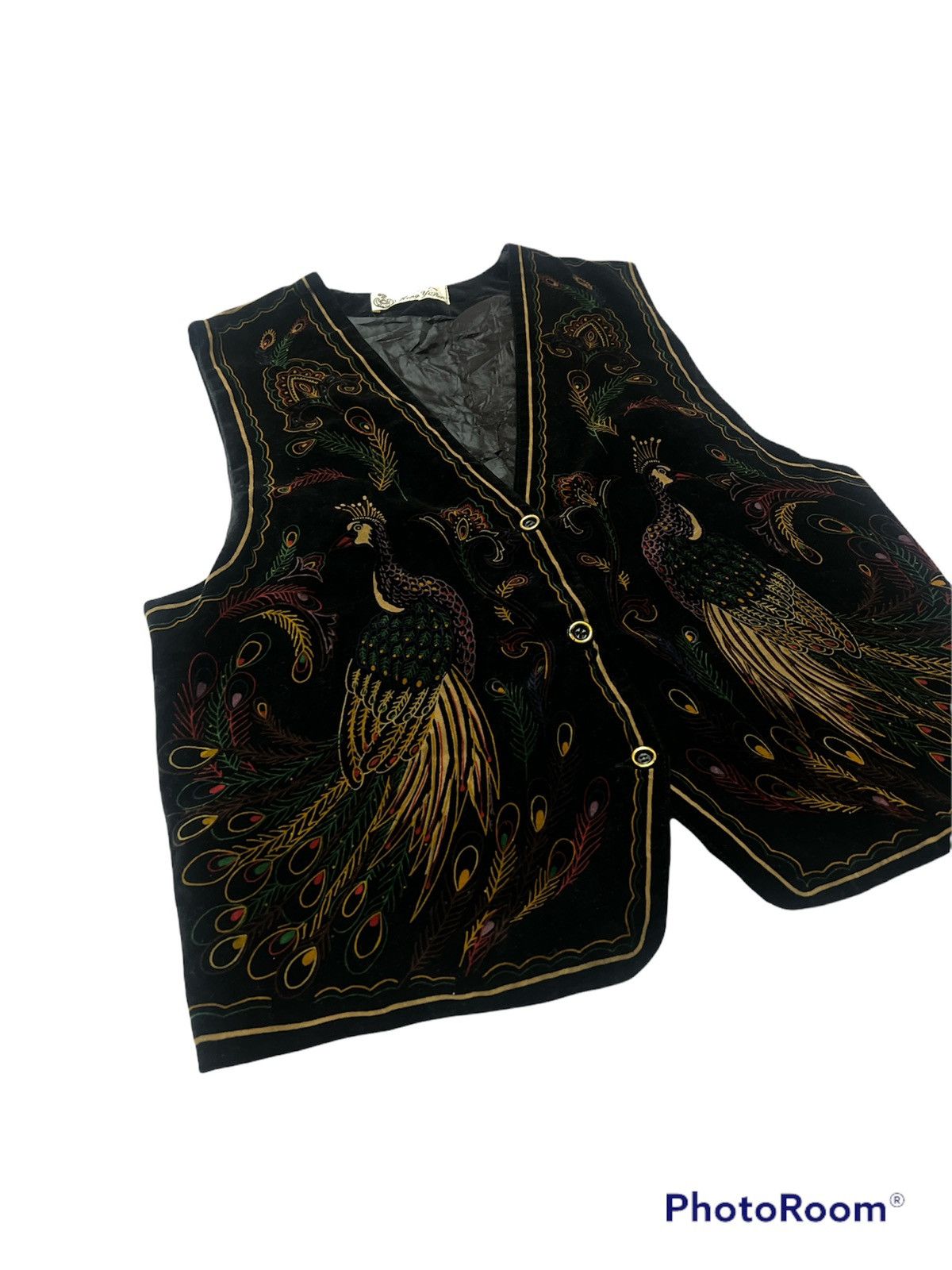 Japanese Brand Rare🔥Vintage Velvet Peacock Vest Size US S / EU 44-46 / 1 - 3 Thumbnail