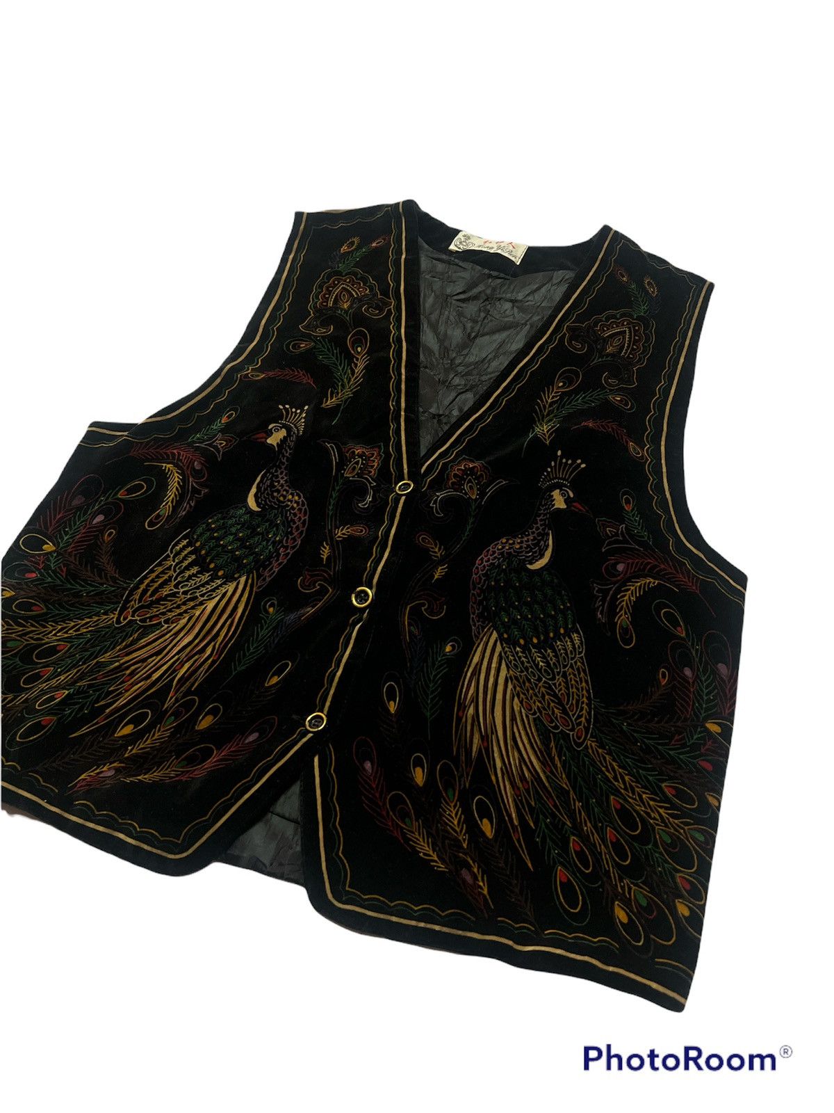 Japanese Brand Rare🔥Vintage Velvet Peacock Vest Size US S / EU 44-46 / 1 - 4 Thumbnail