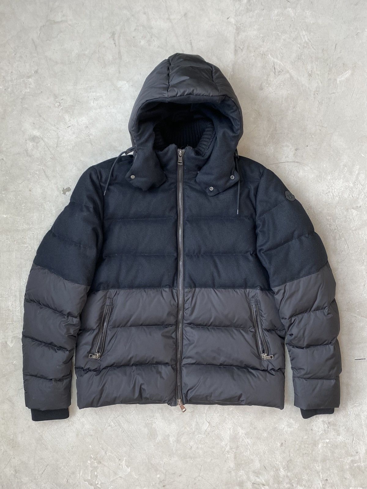 Moncler Moncler Tonal Wool & Nylon Quilted Down Jacket Size US L / EU 52-54 / 3 - 1 Thumbnail