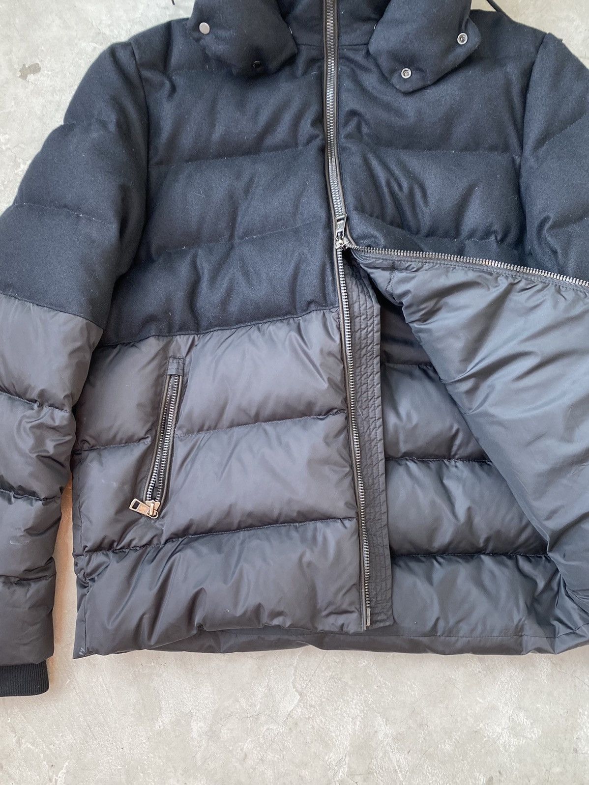 Moncler Moncler Tonal Wool & Nylon Quilted Down Jacket Size US L / EU 52-54 / 3 - 10 Thumbnail