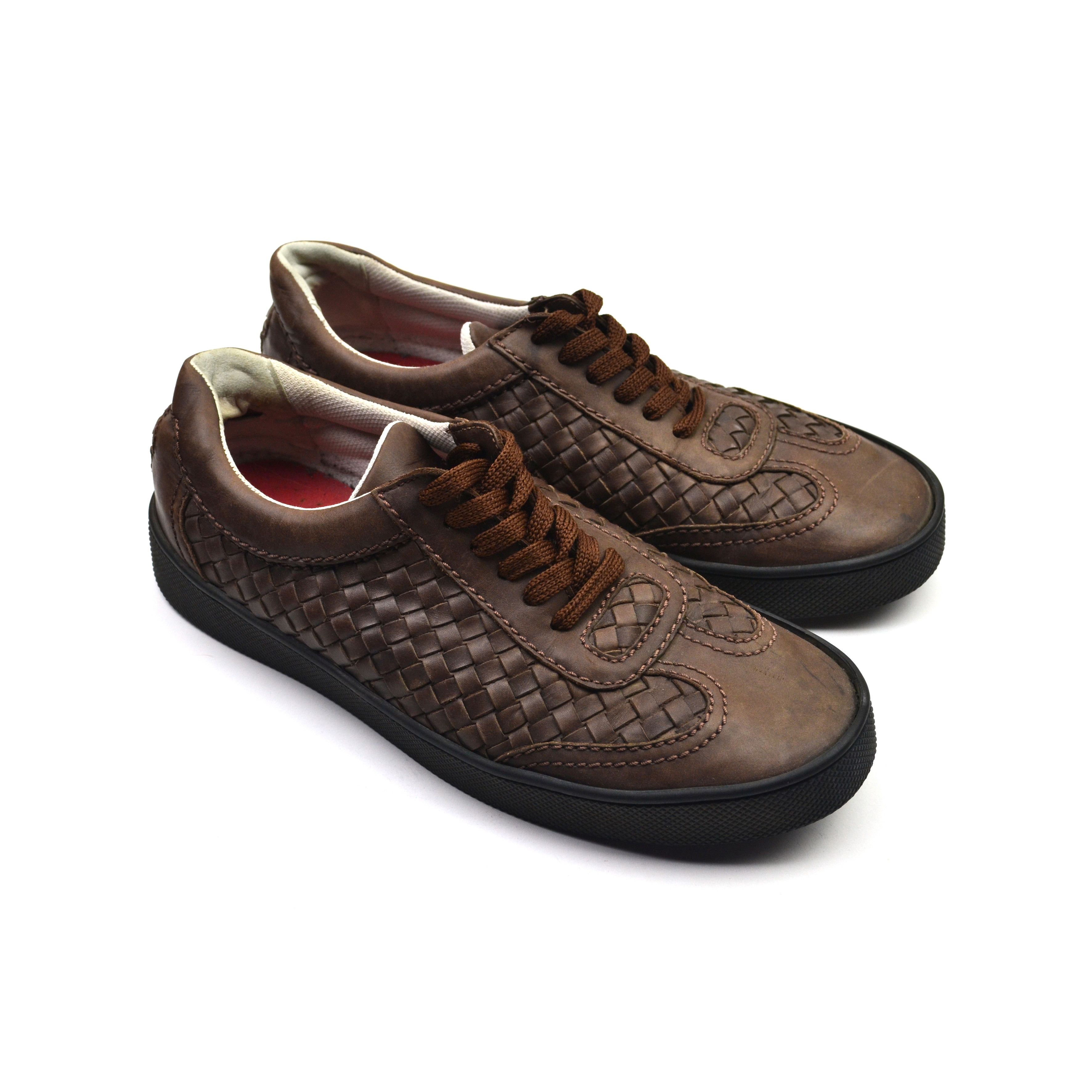Bottega Veneta Sneakers Brown Shoes Black Lace Up