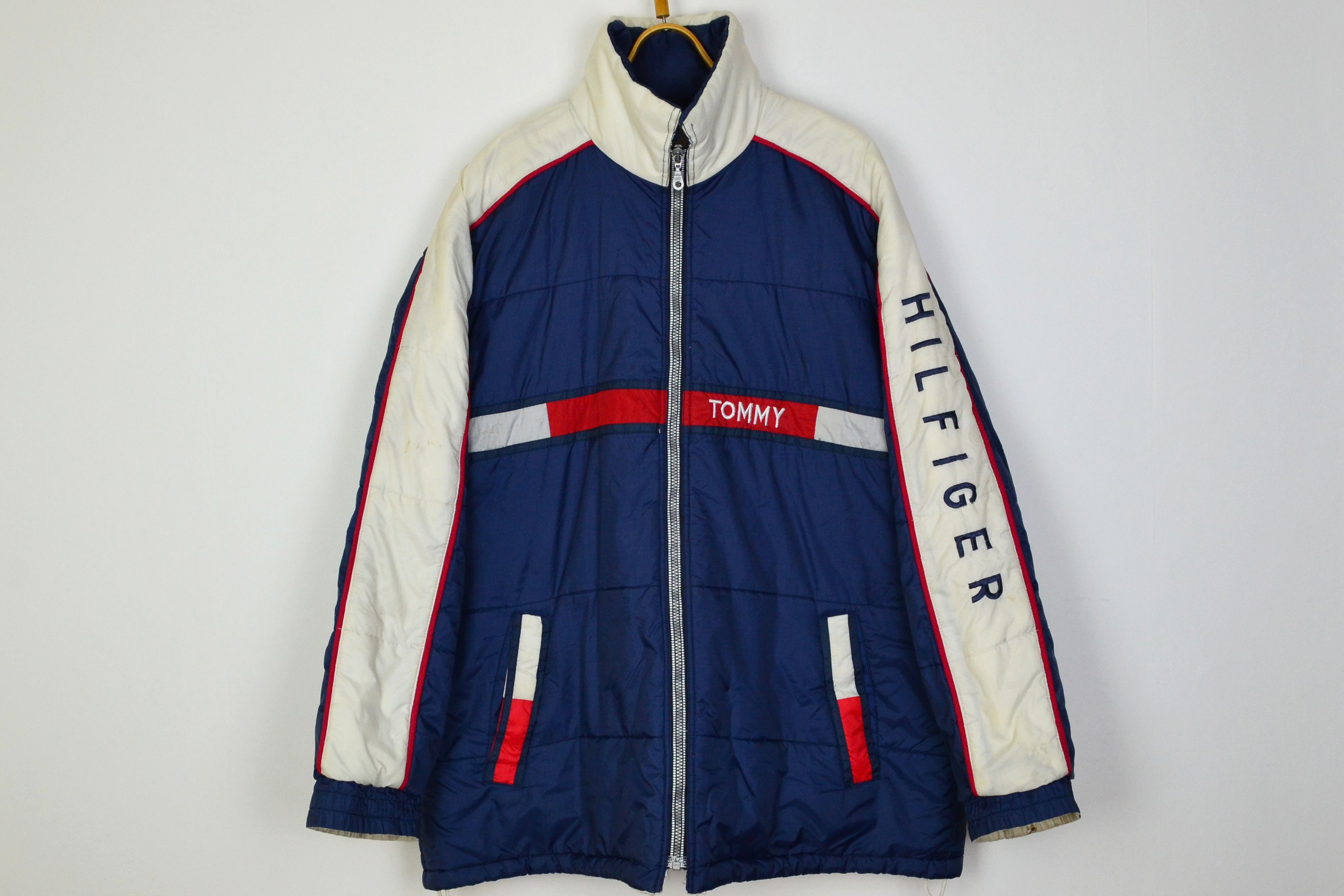 Tommy Hilfiger 🔴 Tommy Hilfiger Jacket Warm Coat Oversize Big Logo White Size US XL / EU 56 / 4 - 2 Thumbnail