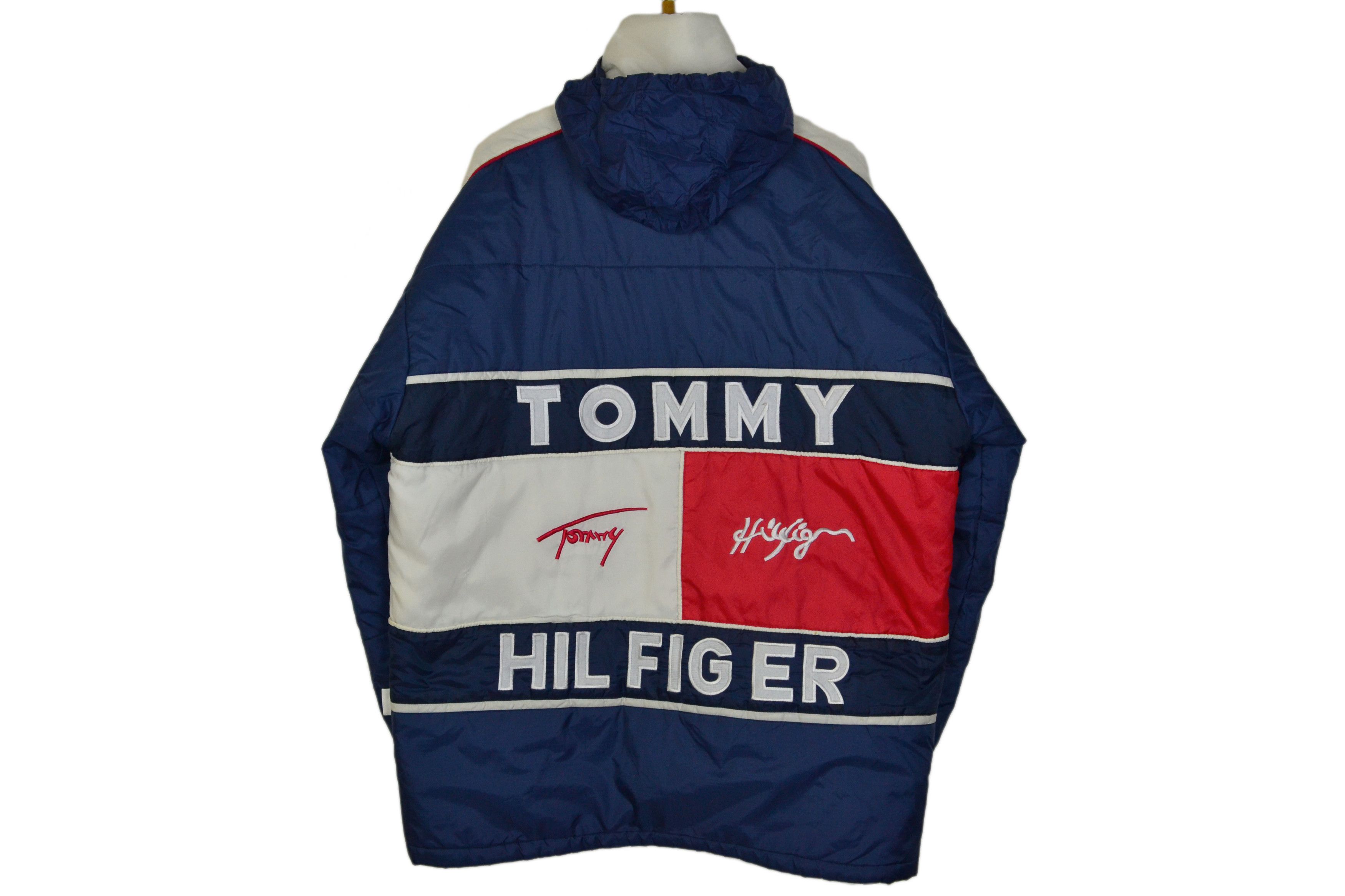 Tommy Hilfiger 🔴 Tommy Hilfiger Jacket Warm Coat Oversize Big Logo White Size US XL / EU 56 / 4 - 1 Thumbnail