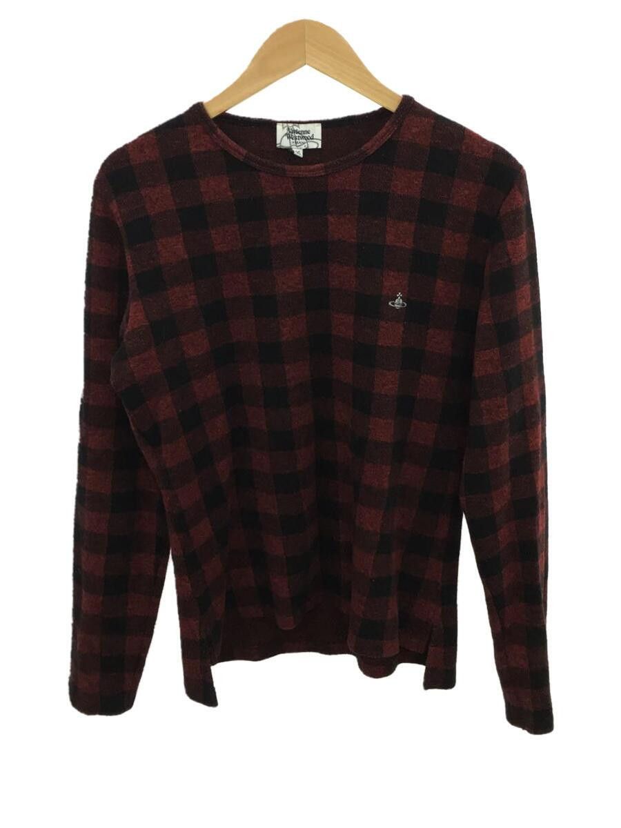 image of Vivienne Westwood Plaid Orb Knit Sweater in Red, Men's (Size Small)