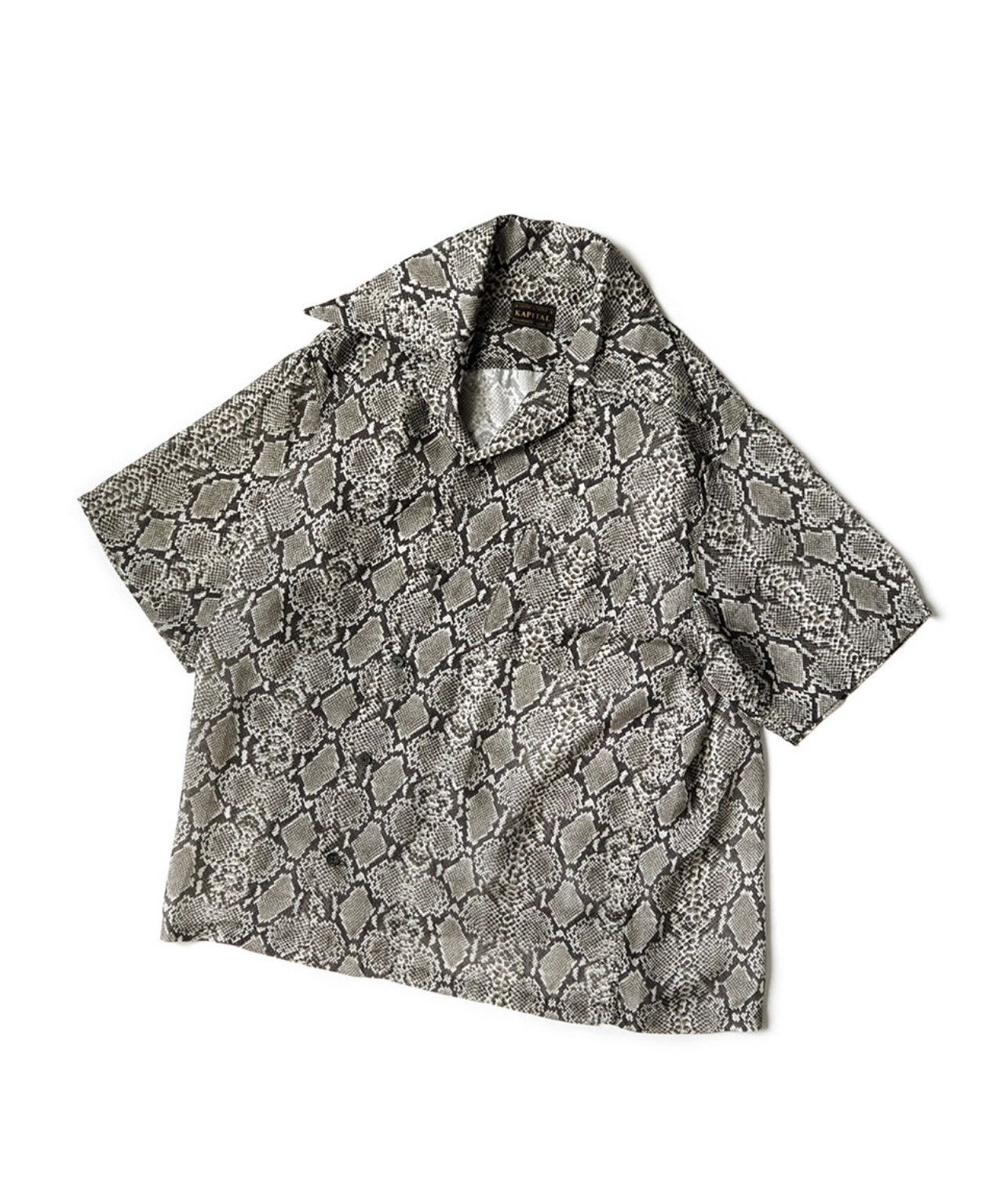 image of Kapital Silk Rayon Snake Pattern Aloha Shirt Size 3 in Grey, Men's
