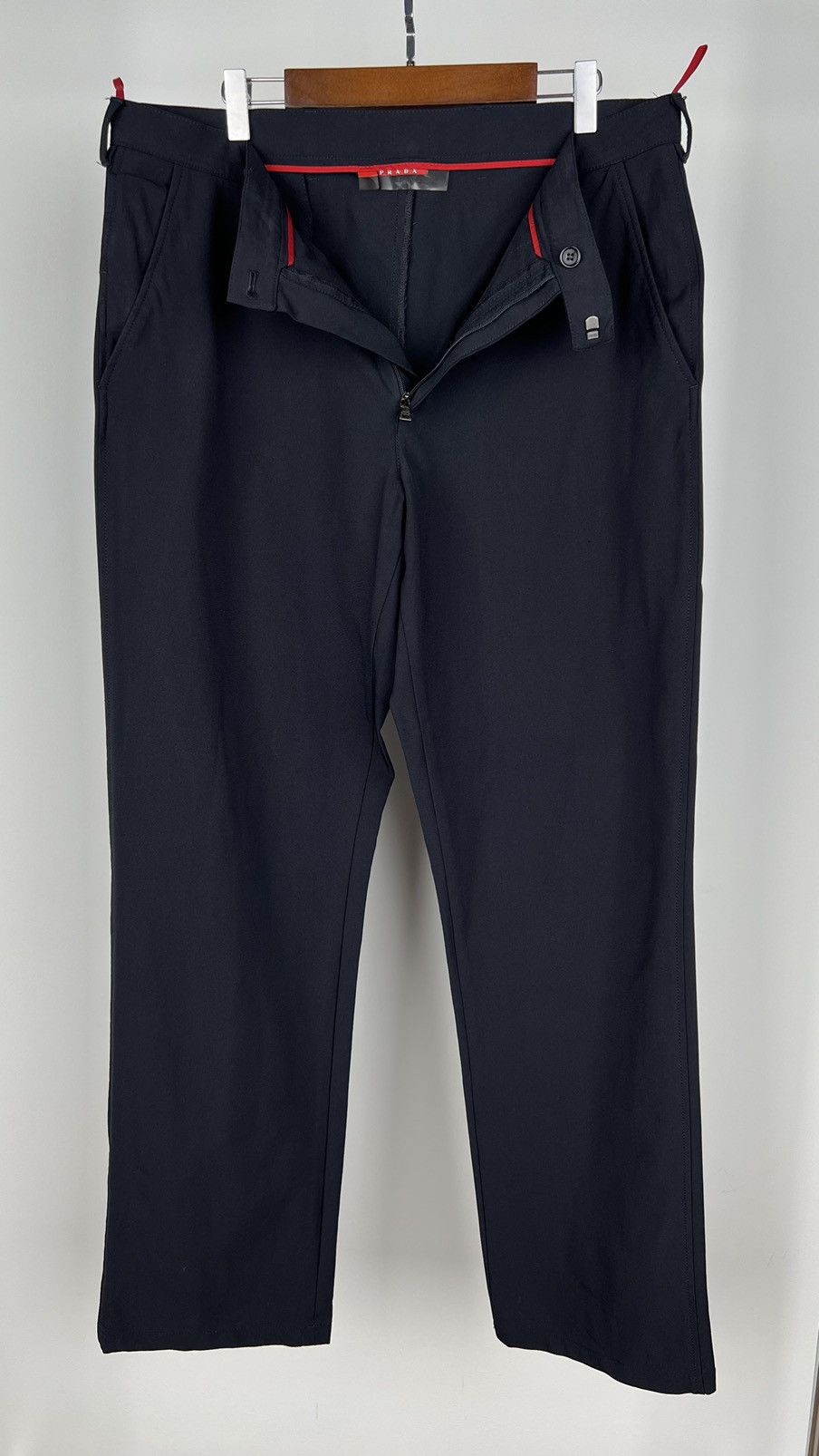 image of Prada Nylon Navy Pants Red Tab Sport Trousers, Men's (Size 36)