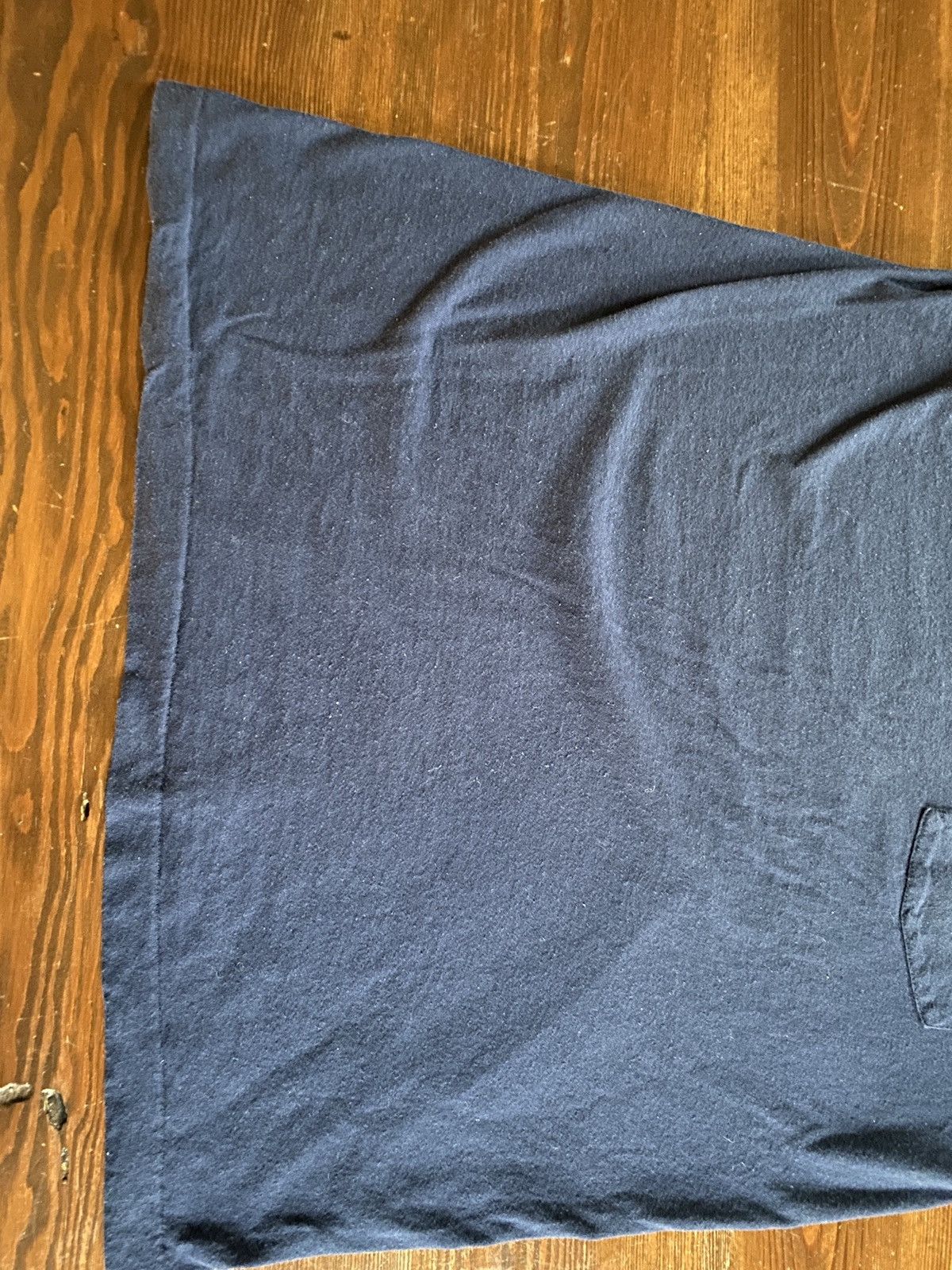 Fruit Of The Loom Vintage 80s Fruit Loom Single Stitch Blank Navy Pocket Tee Size US L / EU 52-54 / 3 - 5 Thumbnail