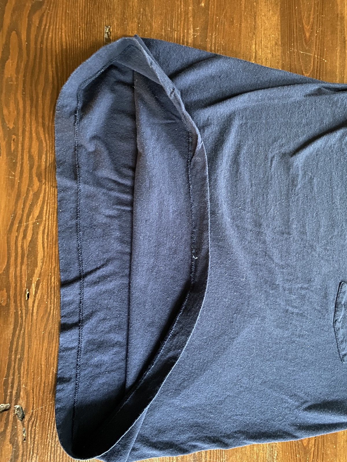Fruit Of The Loom Vintage 80s Fruit Loom Single Stitch Blank Navy Pocket Tee Size US L / EU 52-54 / 3 - 6 Thumbnail