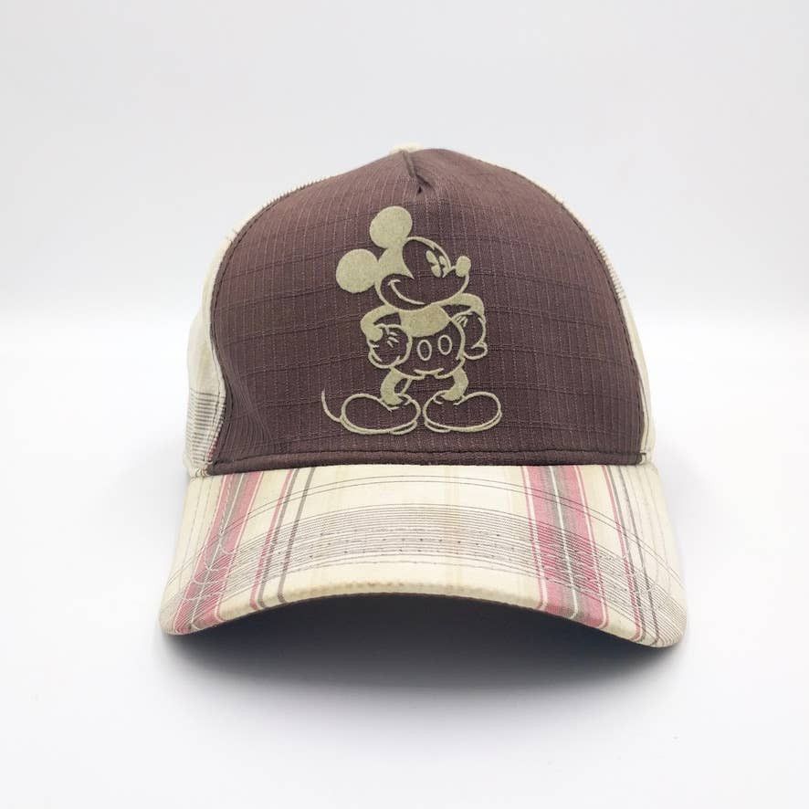 Vintage Vintage Mickey Disney Plaid Flannel Trucker Hat Strapback Size ONE SIZE - 2 Thumbnail