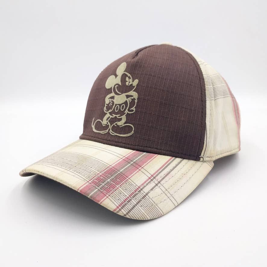 Vintage Vintage Mickey Disney Plaid Flannel Trucker Hat Strapback Size ONE SIZE - 3 Thumbnail