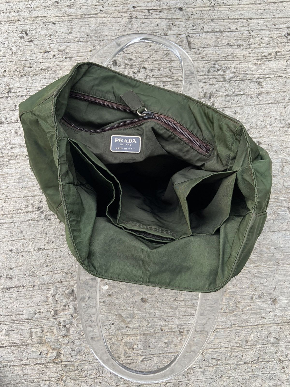 Prada PRADA Green Nylon Tote Handbag Size ONE SIZE - 7 Thumbnail
