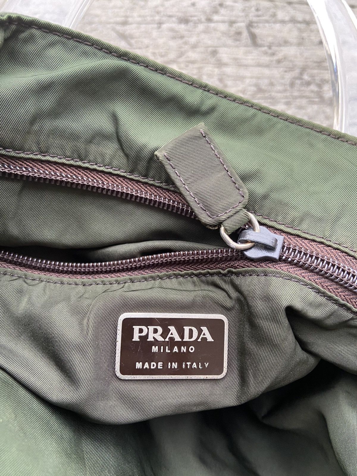 Prada PRADA Green Nylon Tote Handbag Size ONE SIZE - 8 Thumbnail