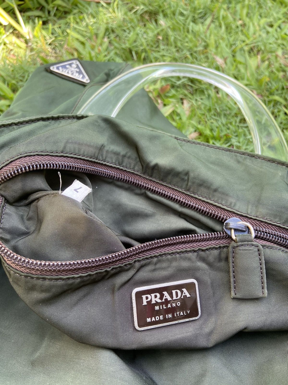 Prada PRADA Green Nylon Tote Handbag Size ONE SIZE - 9 Thumbnail