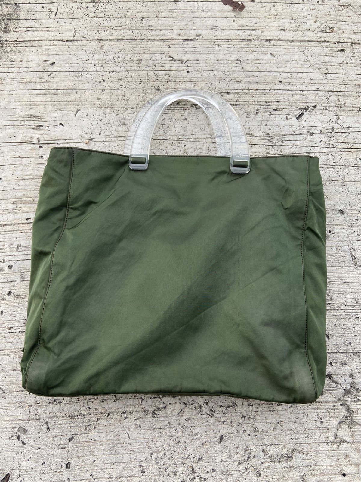 Prada PRADA Green Nylon Tote Handbag Size ONE SIZE - 4 Thumbnail