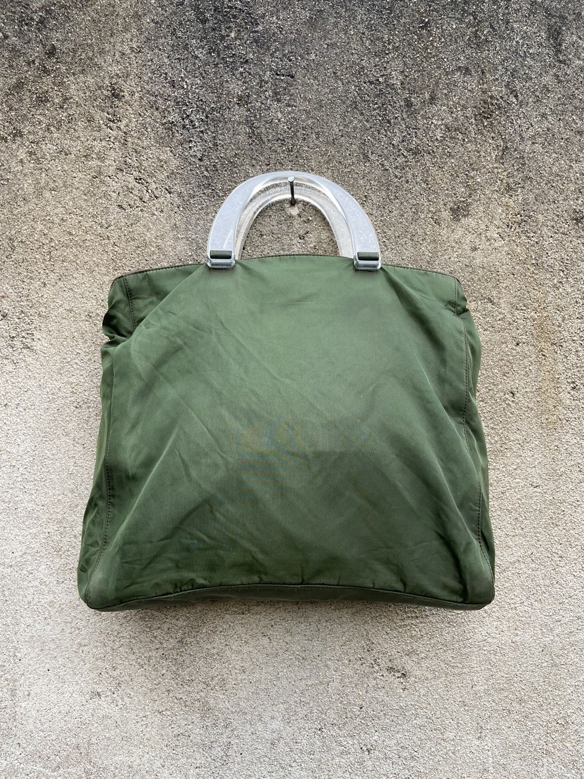 Prada PRADA Green Nylon Tote Handbag Size ONE SIZE - 2 Thumbnail