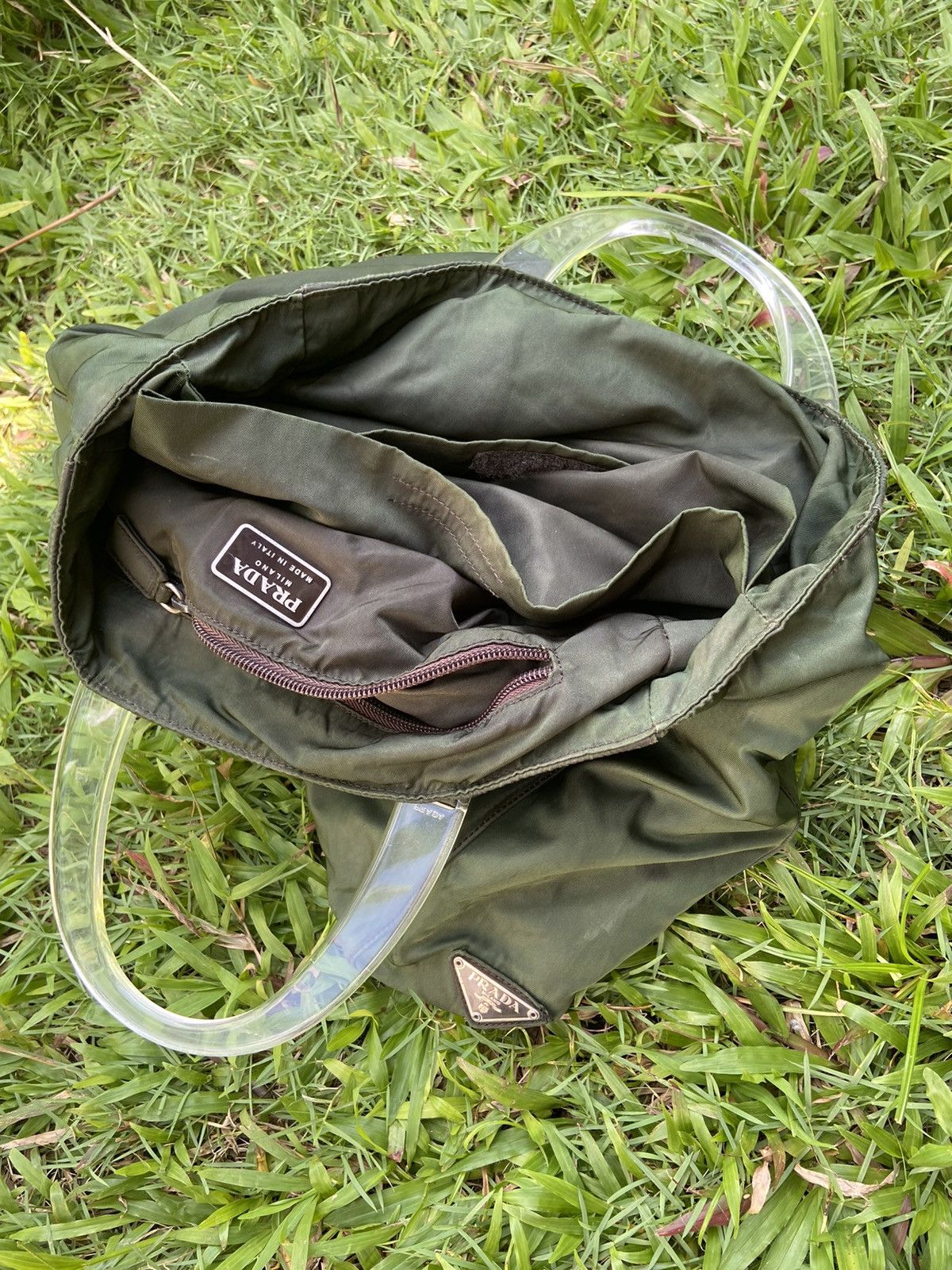 Prada PRADA Green Nylon Tote Handbag Size ONE SIZE - 13 Thumbnail
