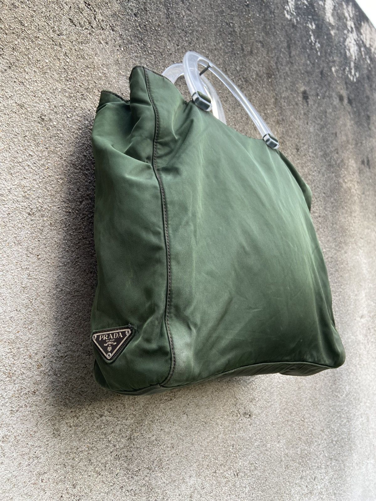 Prada PRADA Green Nylon Tote Handbag Size ONE SIZE - 1 Thumbnail