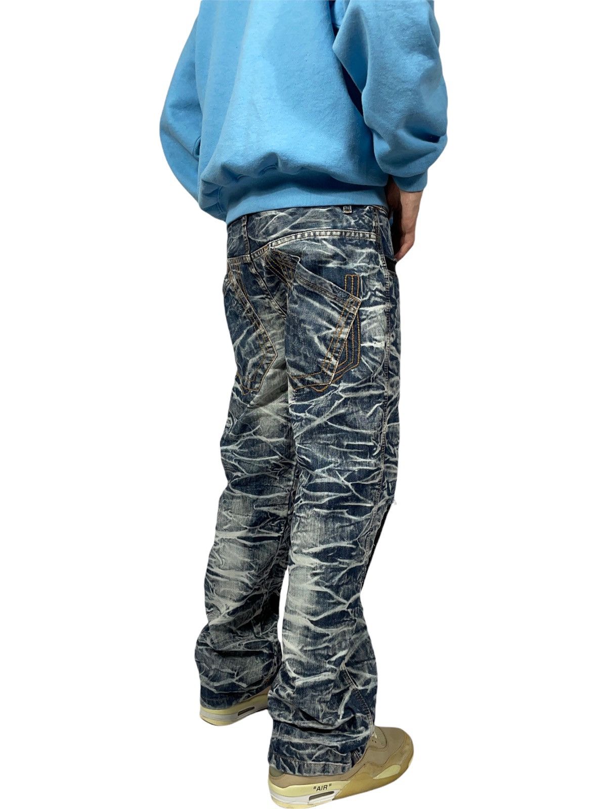 Japanese Brand × Vintage Vintage rare designed denim jeans pants destress Size US 33 - 1 Thumbnail