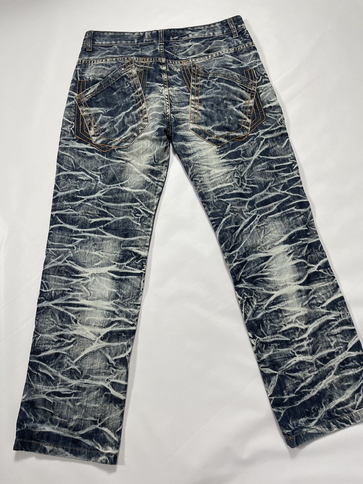 Japanese Brand × Vintage Vintage rare designed denim jeans pants destress Size US 33 - 3 Thumbnail