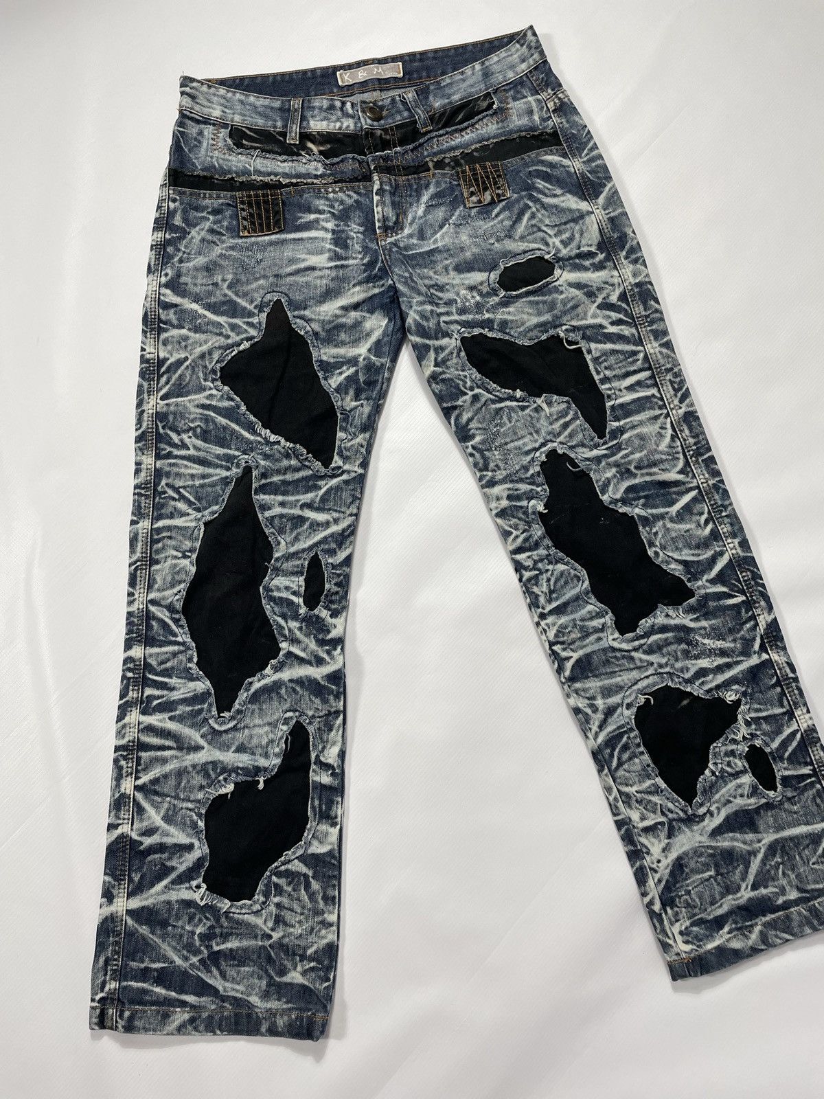 Japanese Brand × Vintage Vintage rare designed denim jeans pants destress Size US 33 - 5 Thumbnail