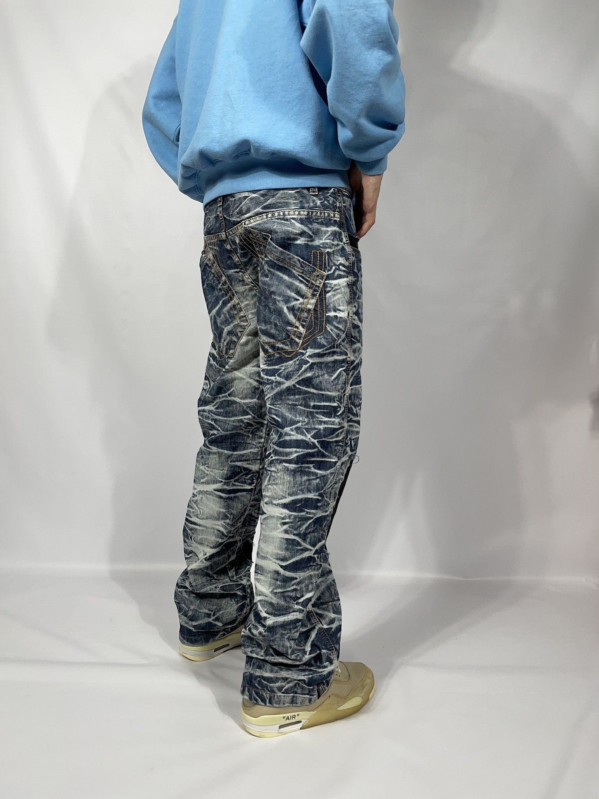 Japanese Brand × Vintage Vintage rare designed denim jeans pants destress Size US 33 - 9 Thumbnail