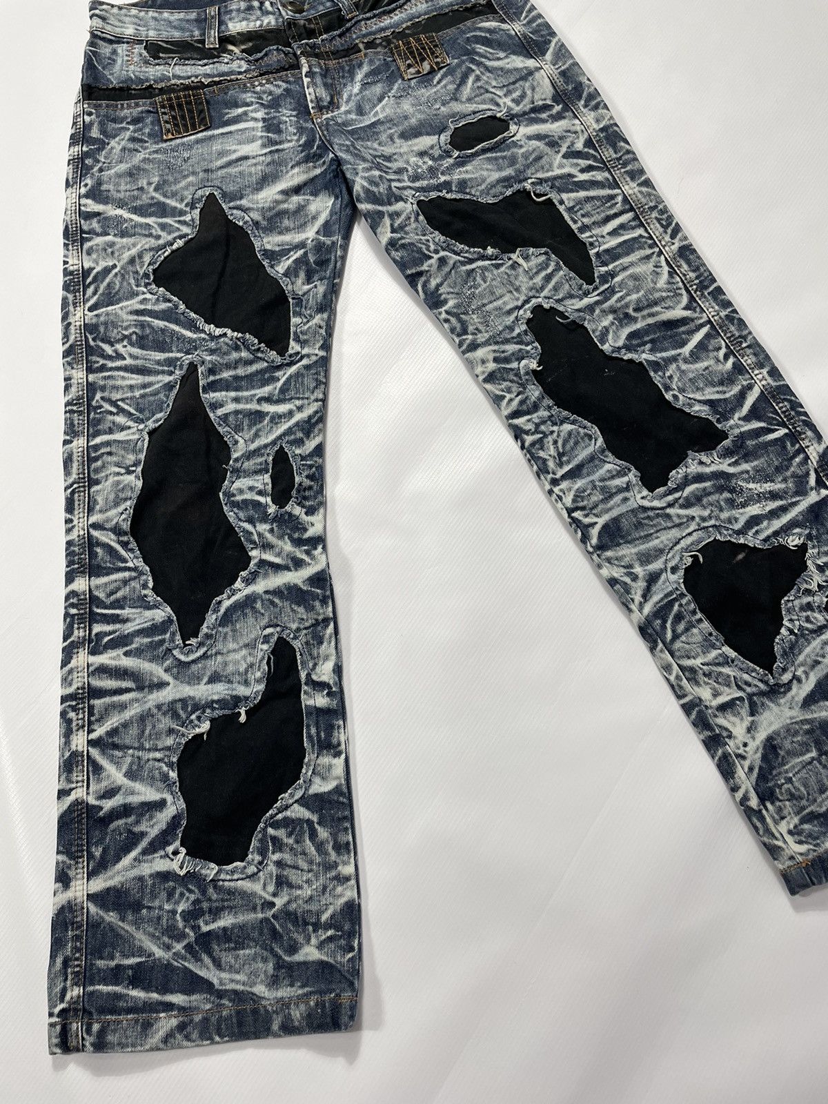 Japanese Brand × Vintage Vintage rare designed denim jeans pants destress Size US 33 - 6 Thumbnail