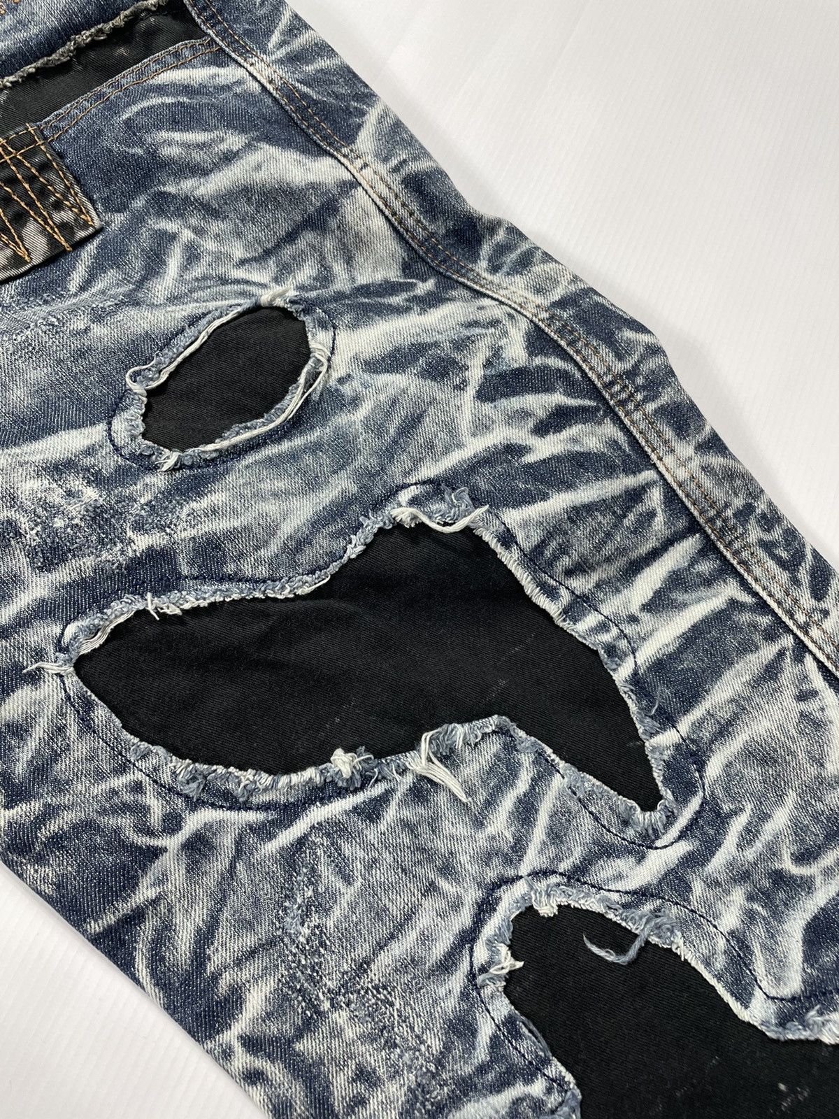 Japanese Brand × Vintage Vintage rare designed denim jeans pants destress Size US 33 - 8 Thumbnail