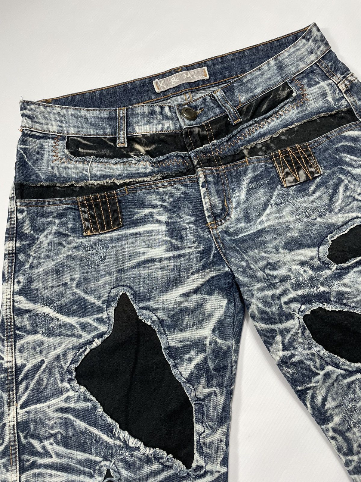 Japanese Brand × Vintage Vintage rare designed denim jeans pants destress Size US 33 - 7 Thumbnail