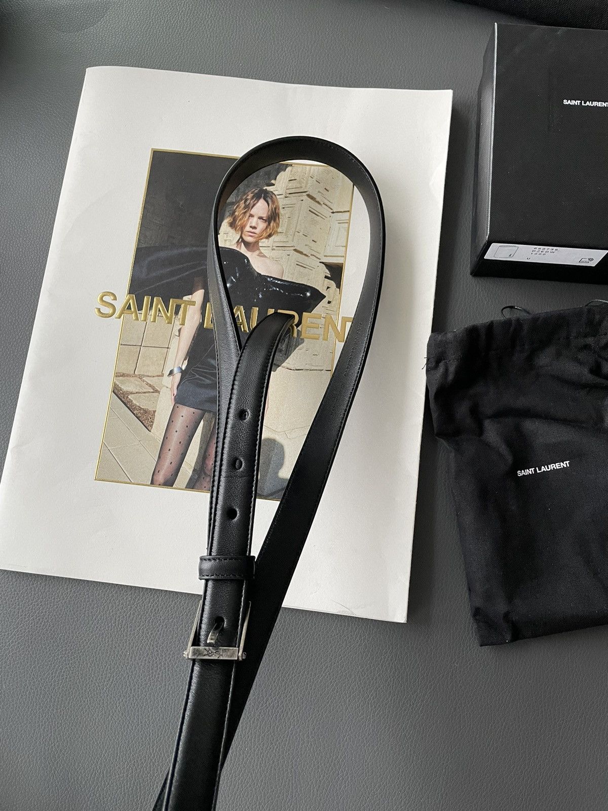 Hedi Slimane × Saint Laurent Paris × Yves Saint Laurent Rare Brand New Runway Classic Hedi Skinny Leather Belt Size 34 - 13 Thumbnail