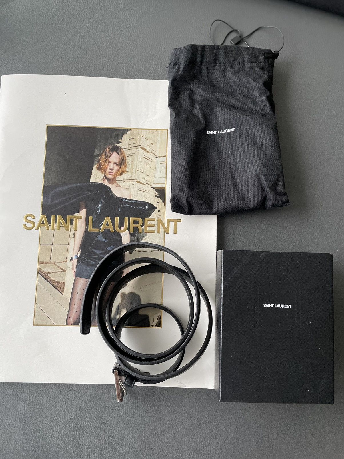 Hedi Slimane × Saint Laurent Paris × Yves Saint Laurent Rare Brand New Runway Classic Hedi Skinny Leather Belt Size 34 - 3 Thumbnail