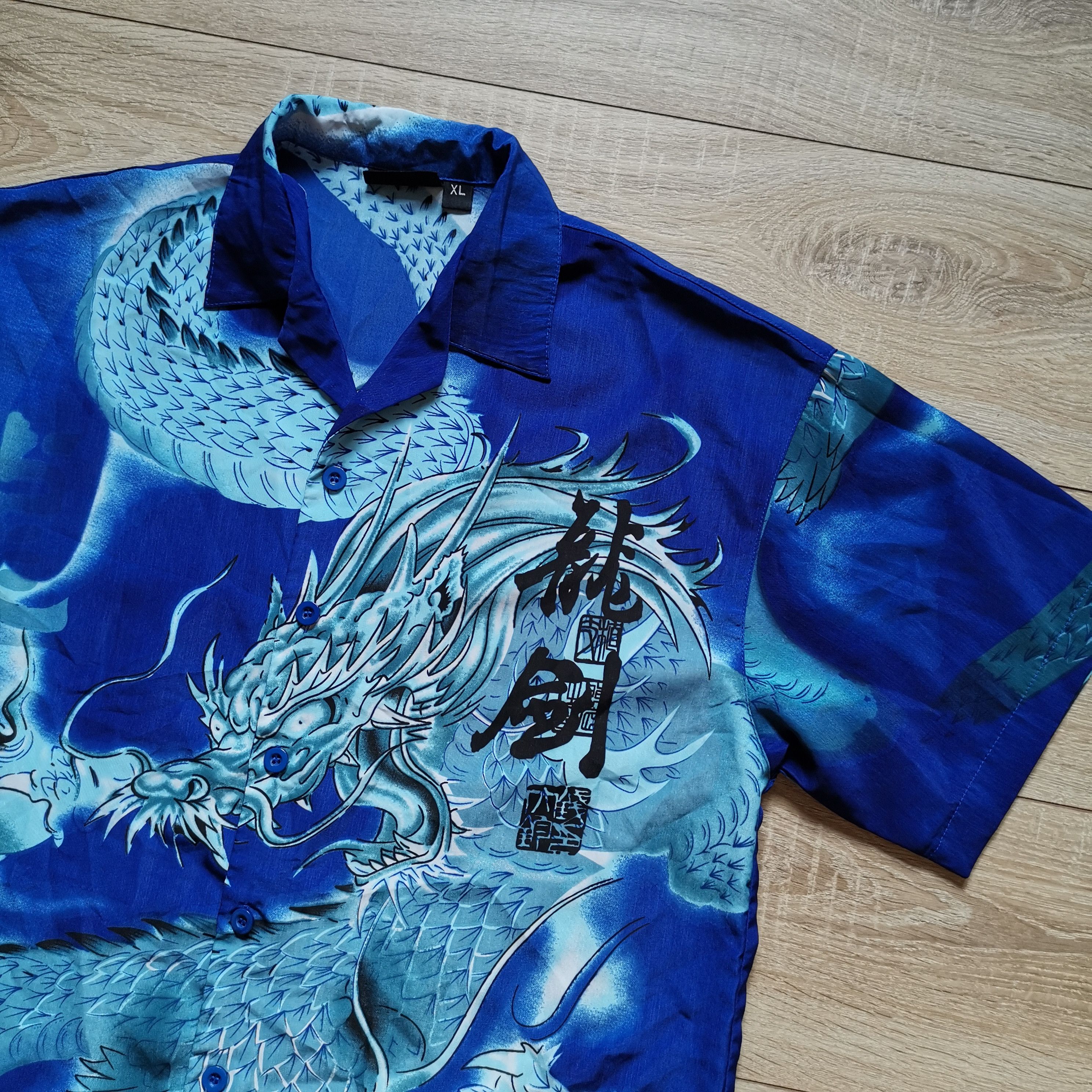 Japanese Brand Vintage Aldinova Dragon hieroglyph printed pattern silk Size US XL / EU 56 / 4 - 2 Thumbnail