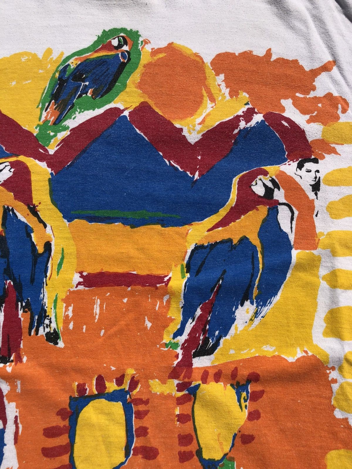 Fuck Art, Make Tees Vintage 90s Cream Tea London Parrots Arias Art White Tee Size US XL / EU 56 / 4 - 6 Thumbnail