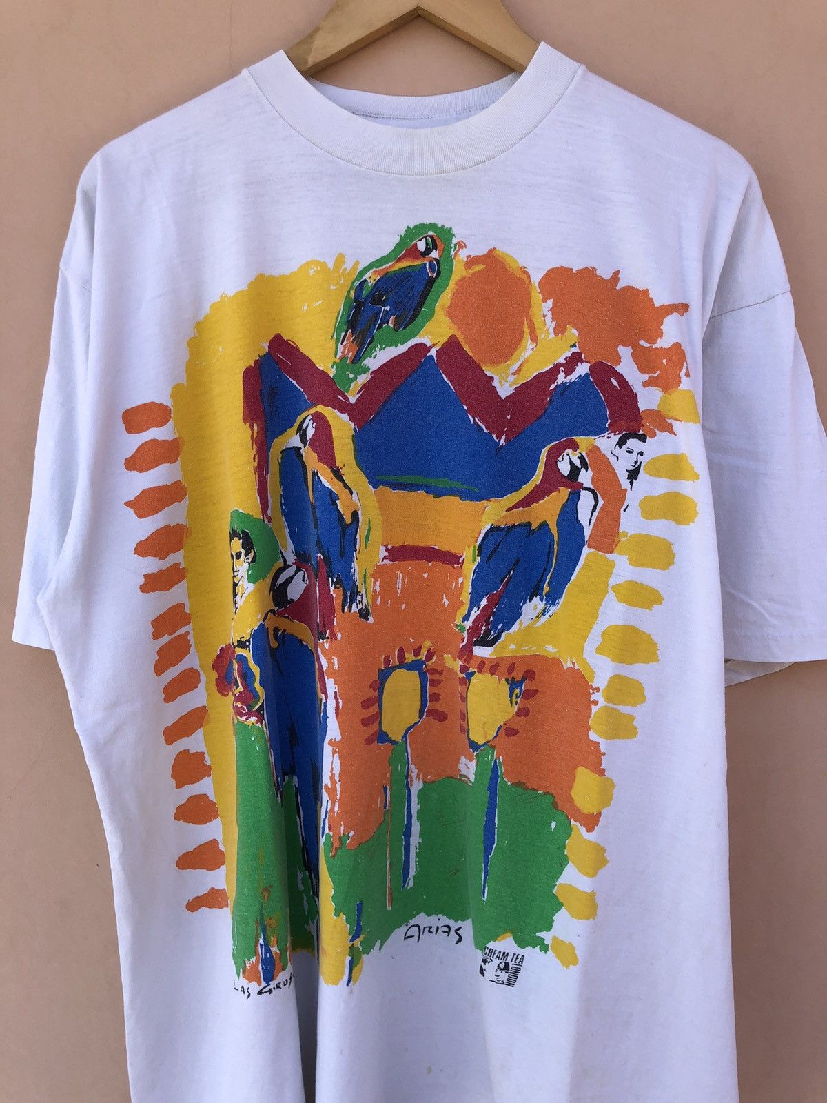 Fuck Art, Make Tees Vintage 90s Cream Tea London Parrots Arias Art White Tee Size US XL / EU 56 / 4 - 3 Thumbnail