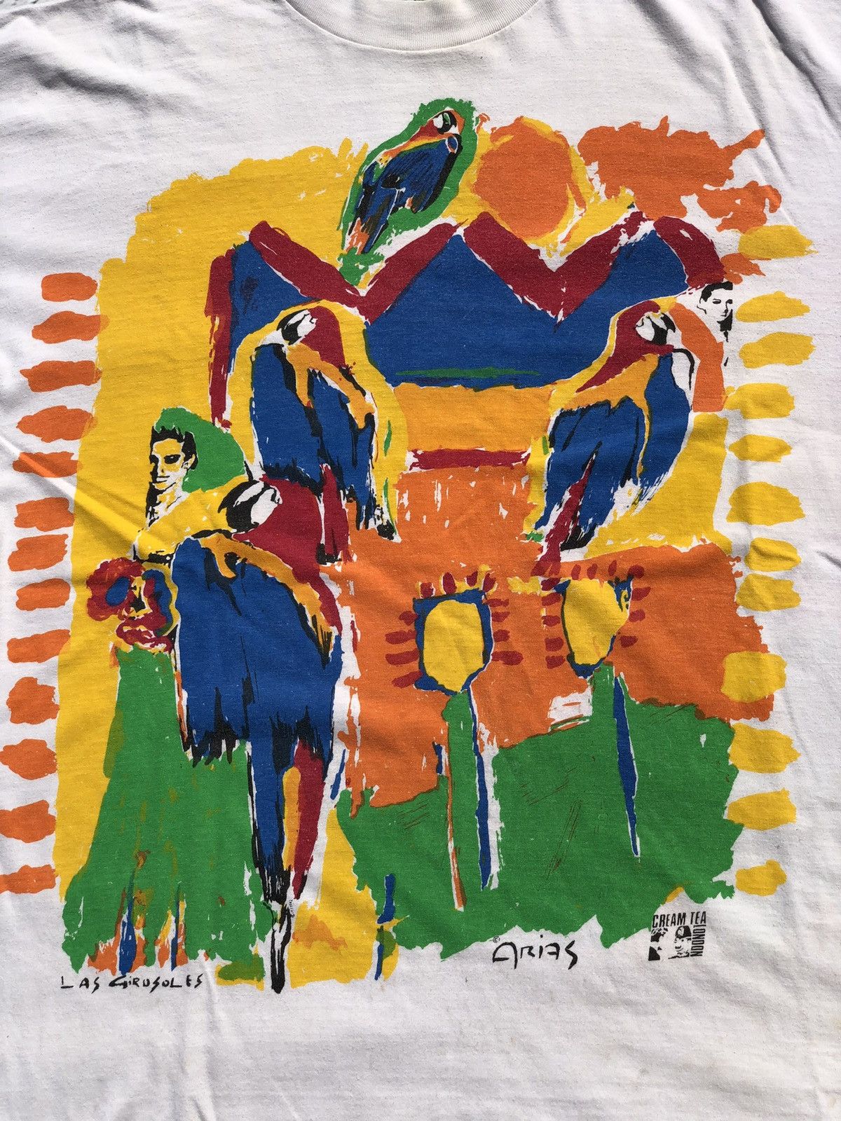 Fuck Art, Make Tees Vintage 90s Cream Tea London Parrots Arias Art White Tee Size US XL / EU 56 / 4 - 4 Thumbnail