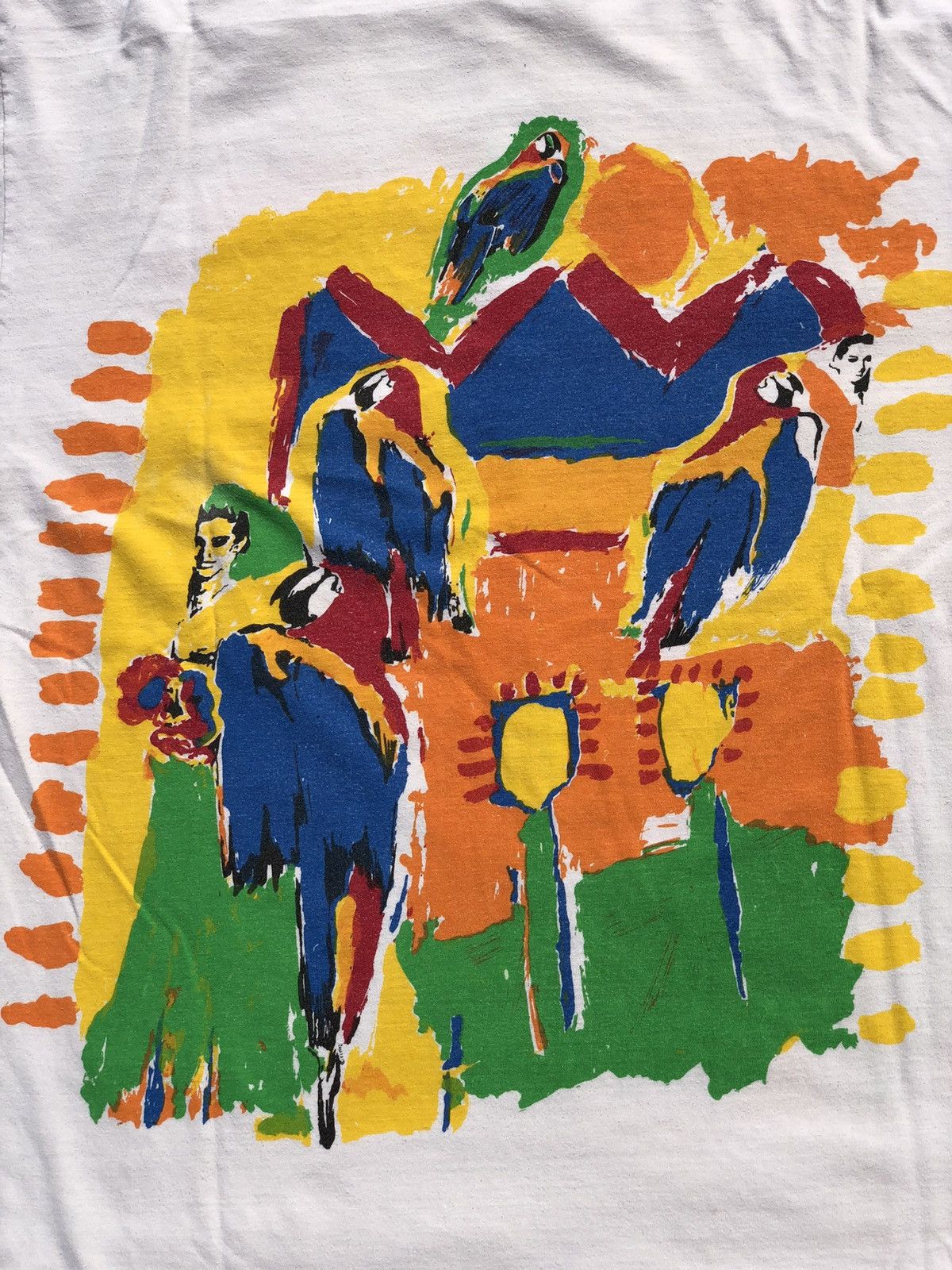 Fuck Art, Make Tees Vintage 90s Cream Tea London Parrots Arias Art White Tee Size US XL / EU 56 / 4 - 19 Thumbnail