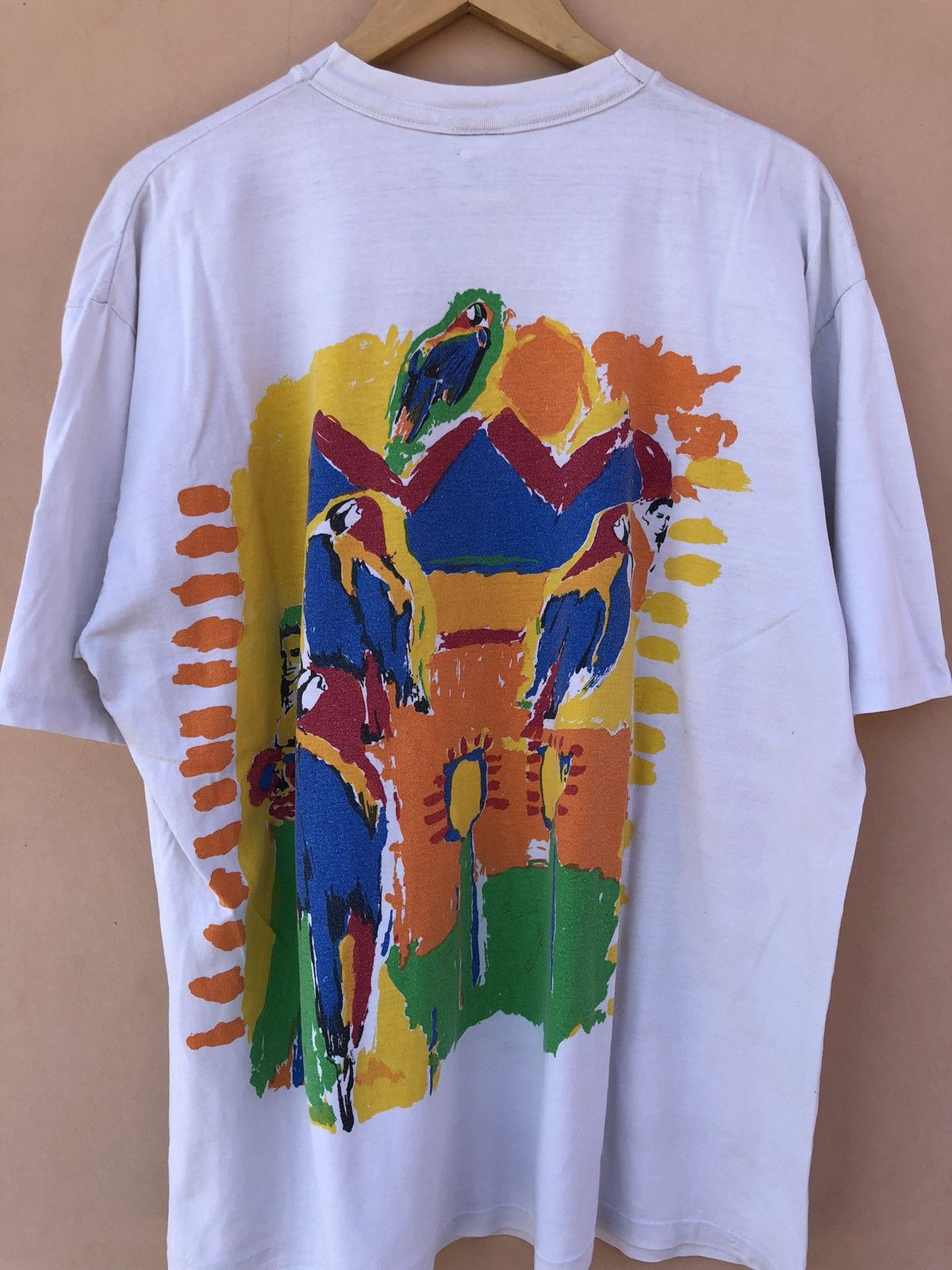 Fuck Art, Make Tees Vintage 90s Cream Tea London Parrots Arias Art White Tee Size US XL / EU 56 / 4 - 18 Thumbnail