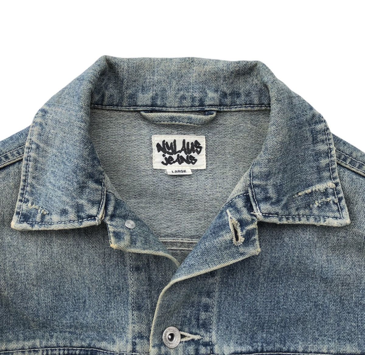 Japanese Brand Japanese Brand Nylaus Distressed Trucker Jacket Size US M / EU 48-50 / 2 - 7 Thumbnail